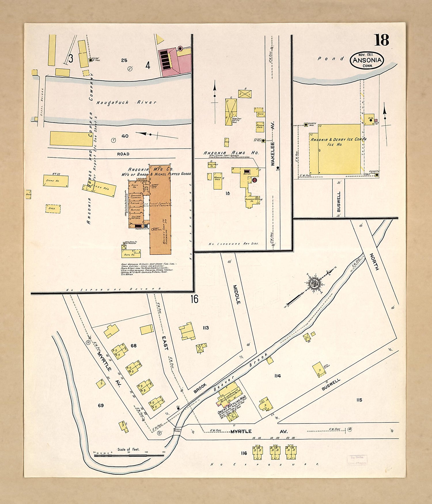This old map of Ansonia, New Haven County, Connecticut was created by Sanborn Map Company in 1911