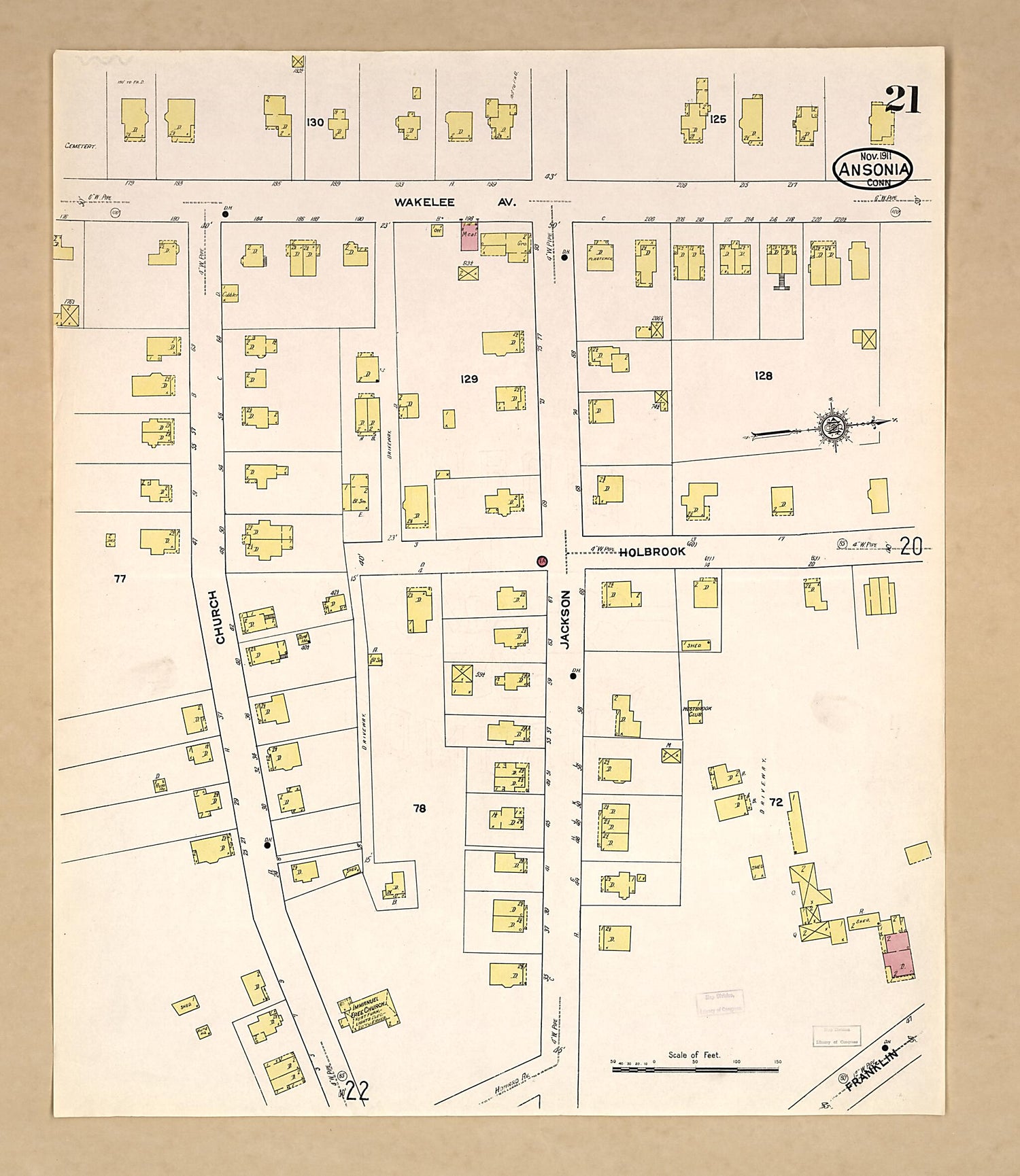 This old map of Ansonia, New Haven County, Connecticut was created by Sanborn Map Company in 1911