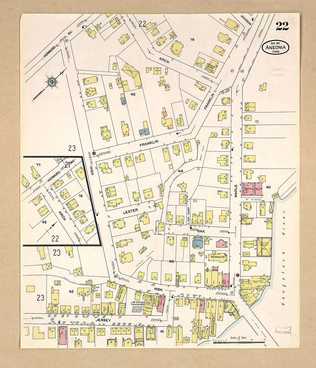 This old map of Ansonia, New Haven County, Connecticut was created by Sanborn Map Company in 1911