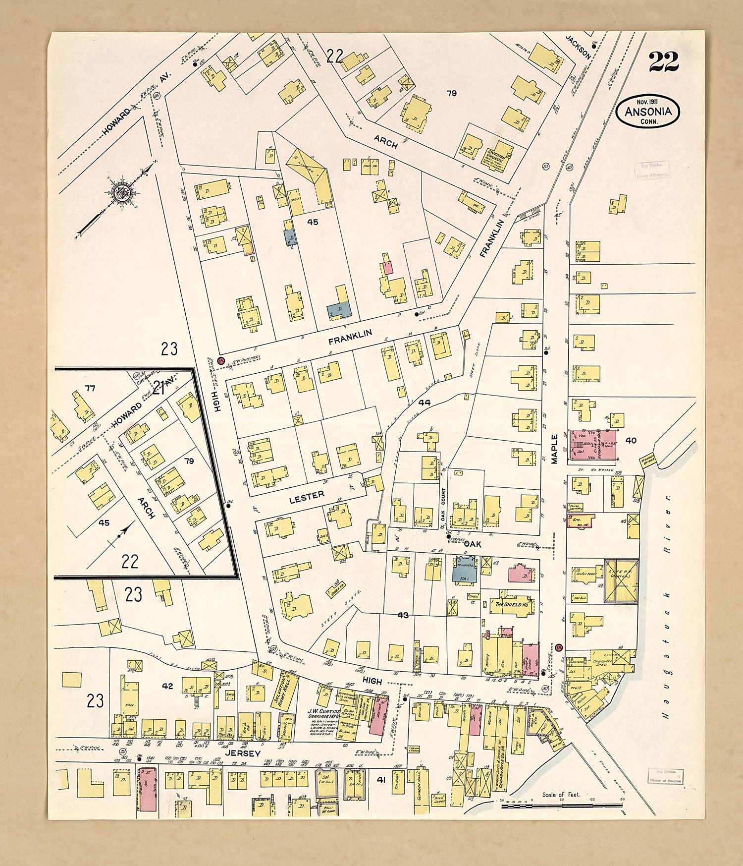 This old map of Ansonia, New Haven County, Connecticut was created by Sanborn Map Company in 1911