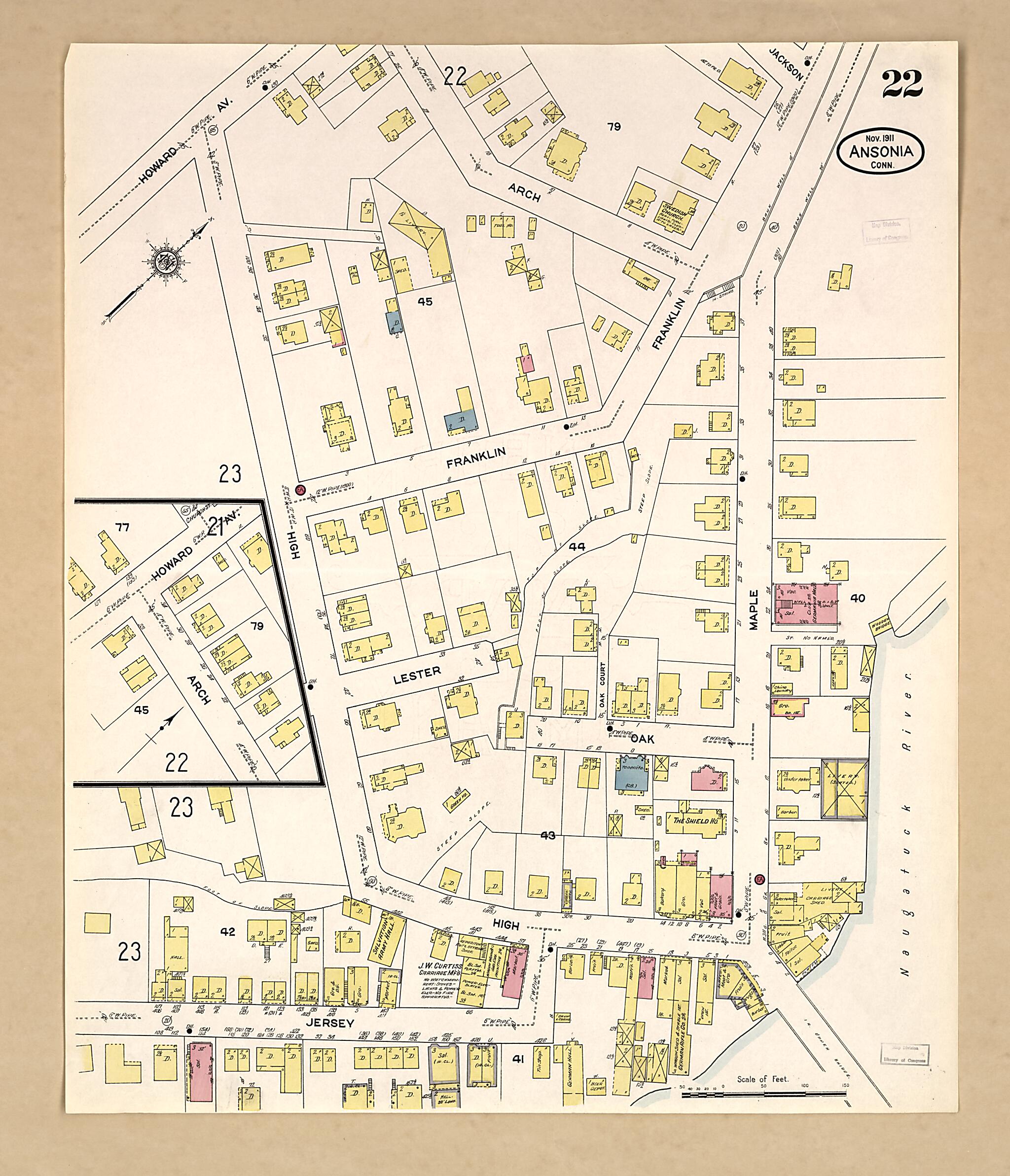 This old map of Ansonia, New Haven County, Connecticut was created by Sanborn Map Company in 1911