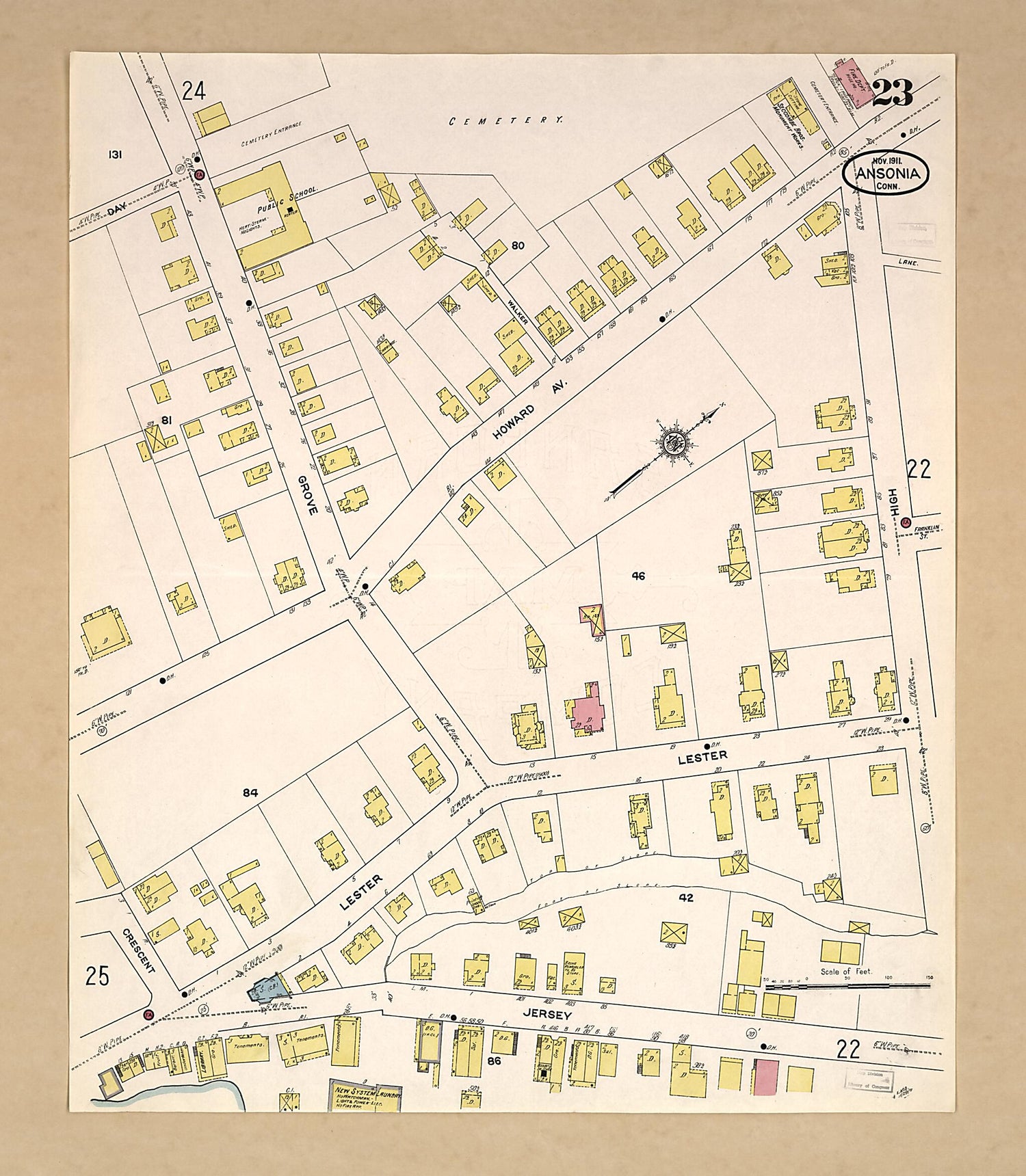 This old map of Ansonia, New Haven County, Connecticut was created by Sanborn Map Company in 1911