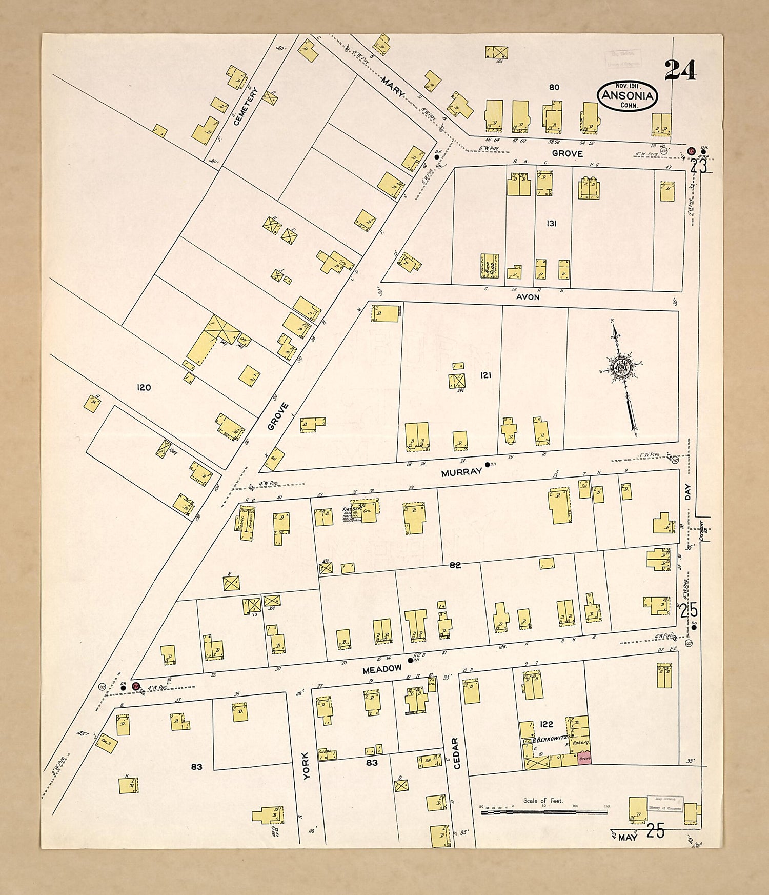 This old map of Ansonia, New Haven County, Connecticut was created by Sanborn Map Company in 1911
