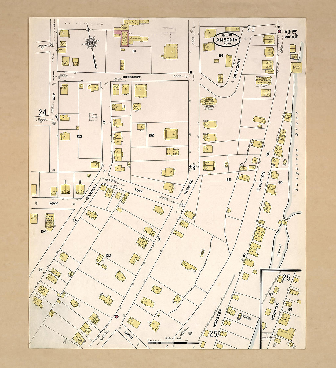 This old map of Ansonia, New Haven County, Connecticut was created by Sanborn Map Company in 1911