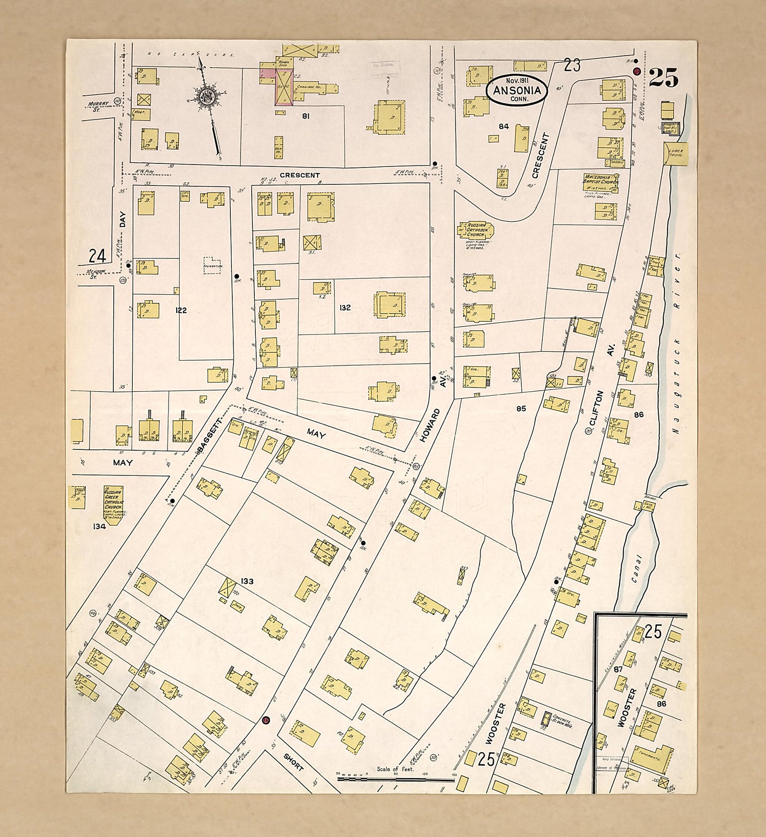 This old map of Ansonia, New Haven County, Connecticut was created by Sanborn Map Company in 1911