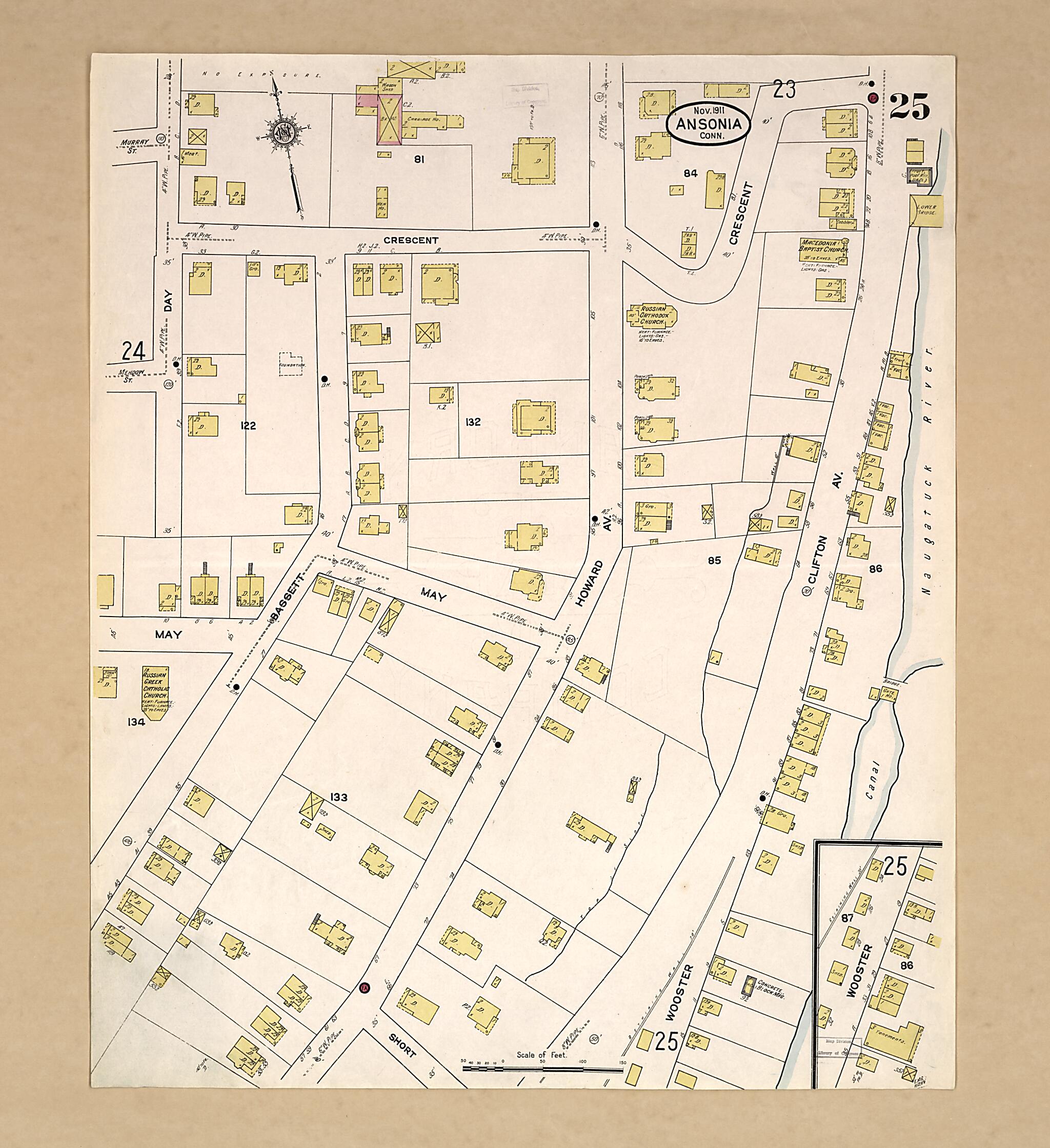 This old map of Ansonia, New Haven County, Connecticut was created by Sanborn Map Company in 1911