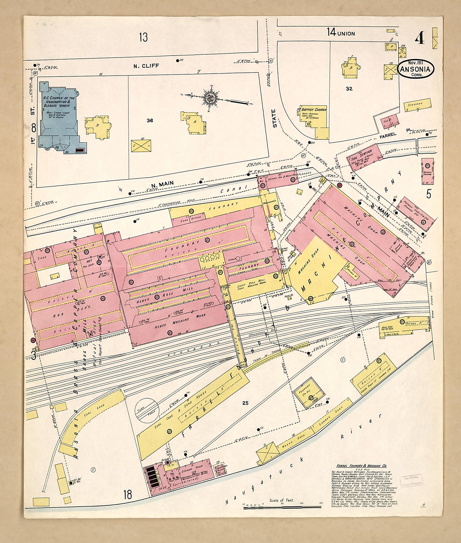 This old map of Ansonia, New Haven County, Connecticut was created by Sanborn Map Company in 1911