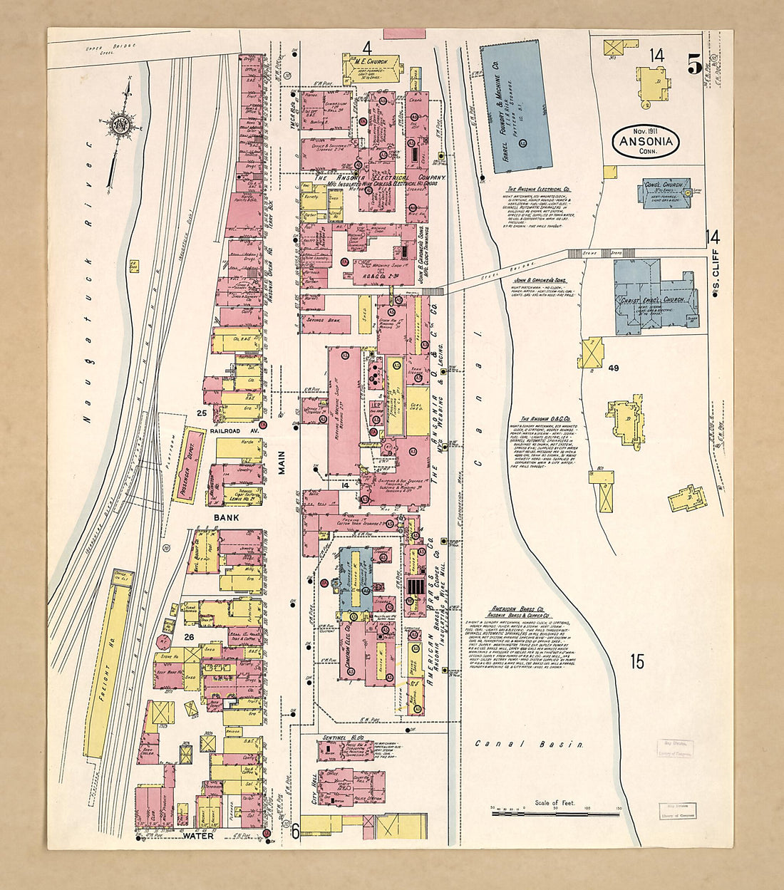 This old map of Ansonia, New Haven County, Connecticut was created by Sanborn Map Company in 1911