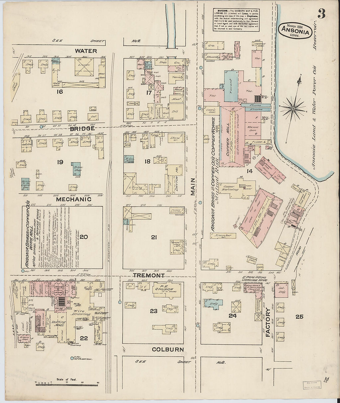 This old map of Ansonia, New Haven County, Connecticut was created by Sanborn Map Company in 1884