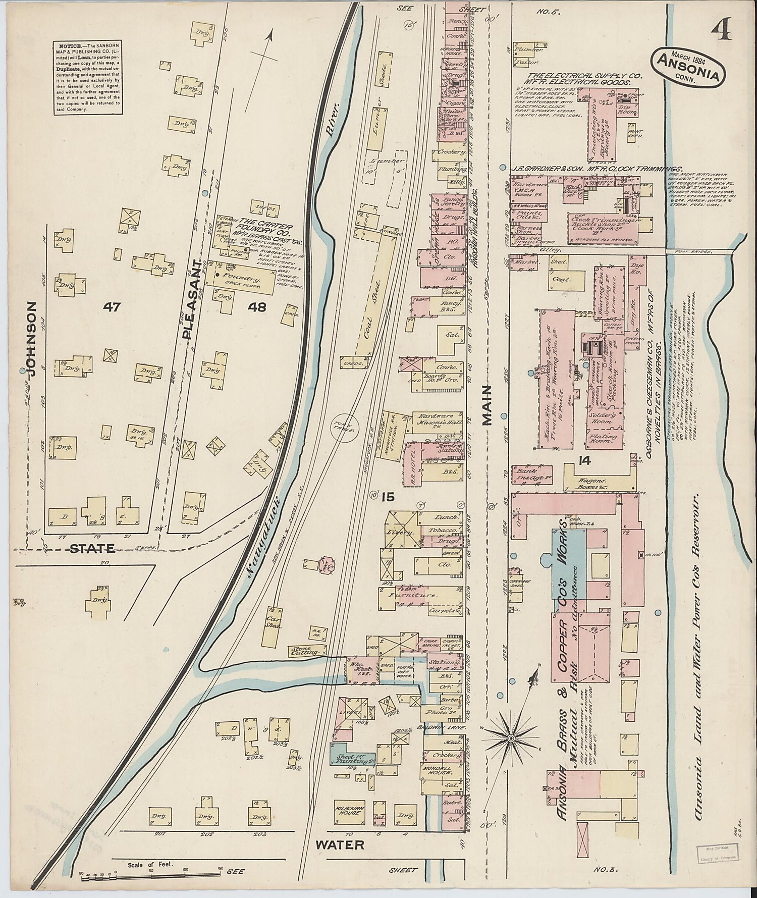 This old map of Ansonia, New Haven County, Connecticut was created by Sanborn Map Company in 1884