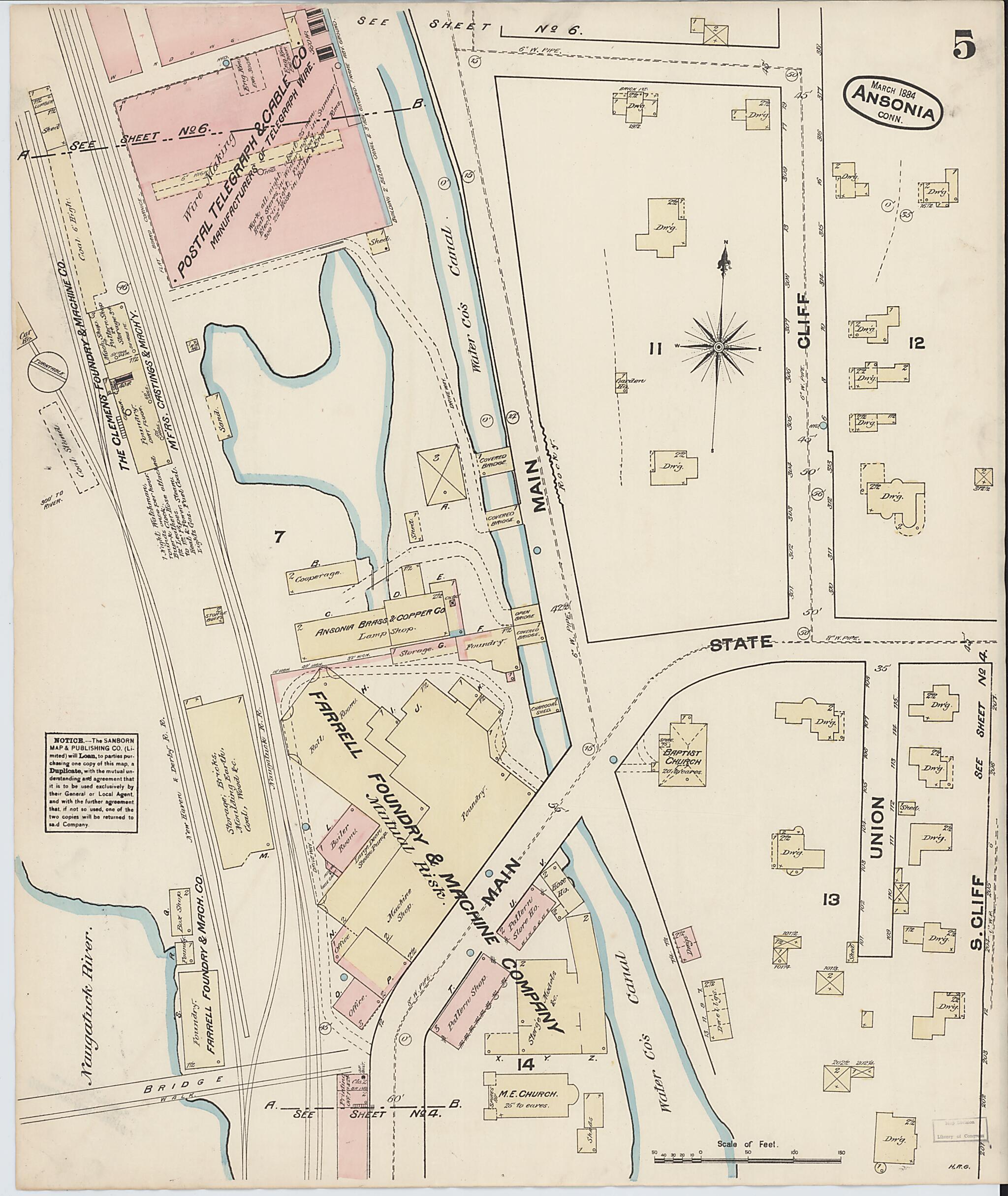 This old map of Ansonia, New Haven County, Connecticut was created by Sanborn Map Company in 1884