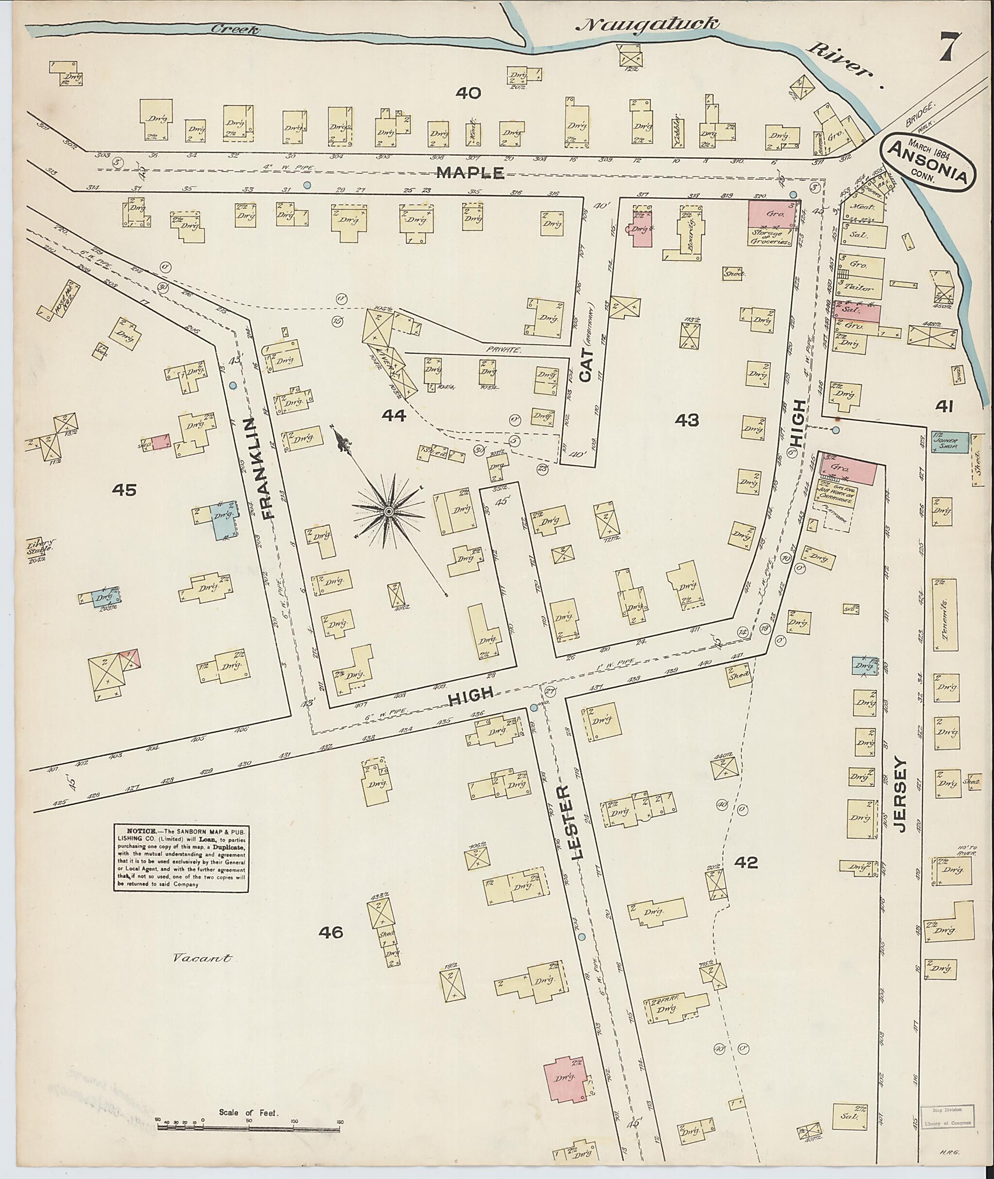 This old map of Ansonia, New Haven County, Connecticut was created by Sanborn Map Company in 1884