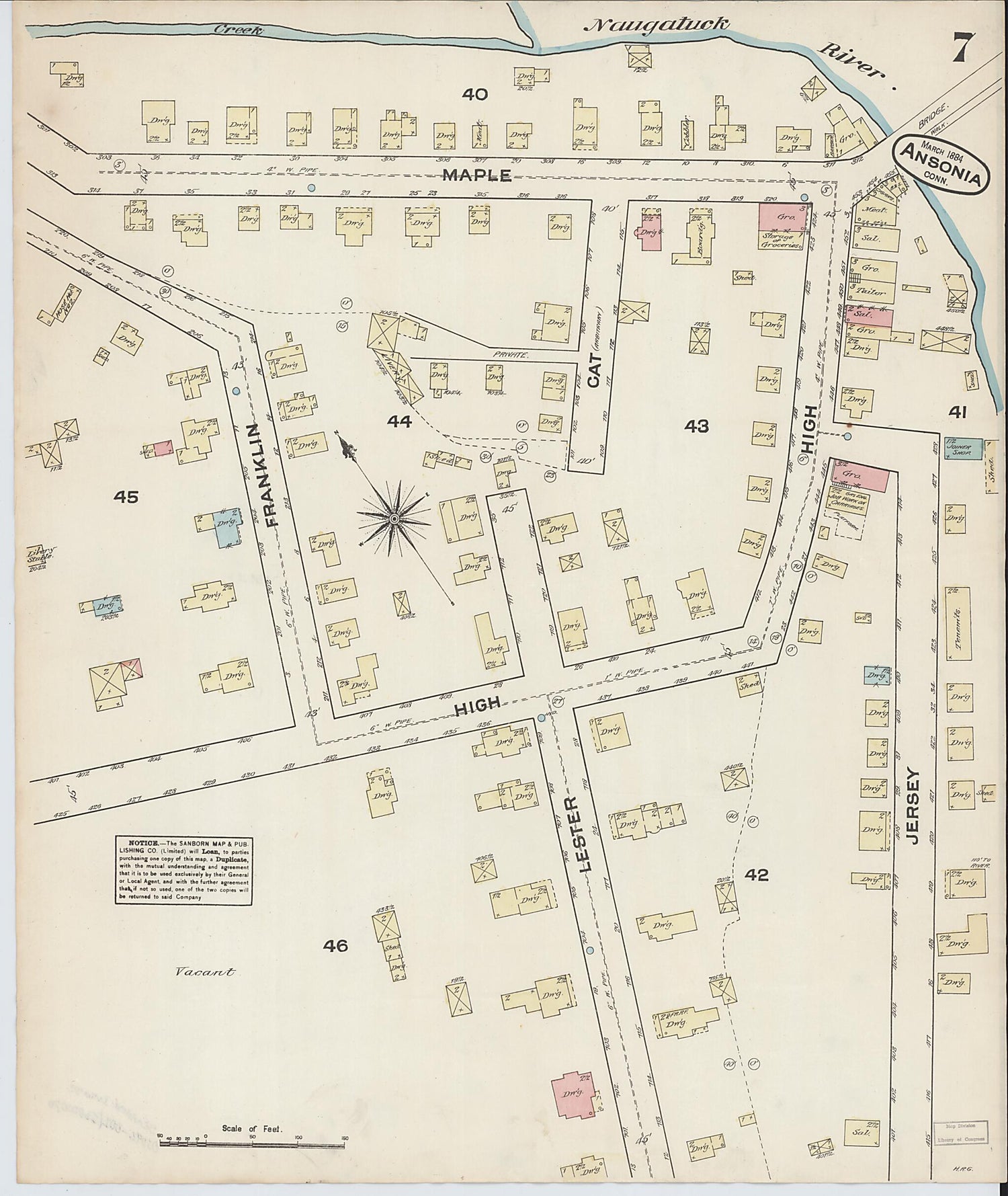 This old map of Ansonia, New Haven County, Connecticut was created by Sanborn Map Company in 1884