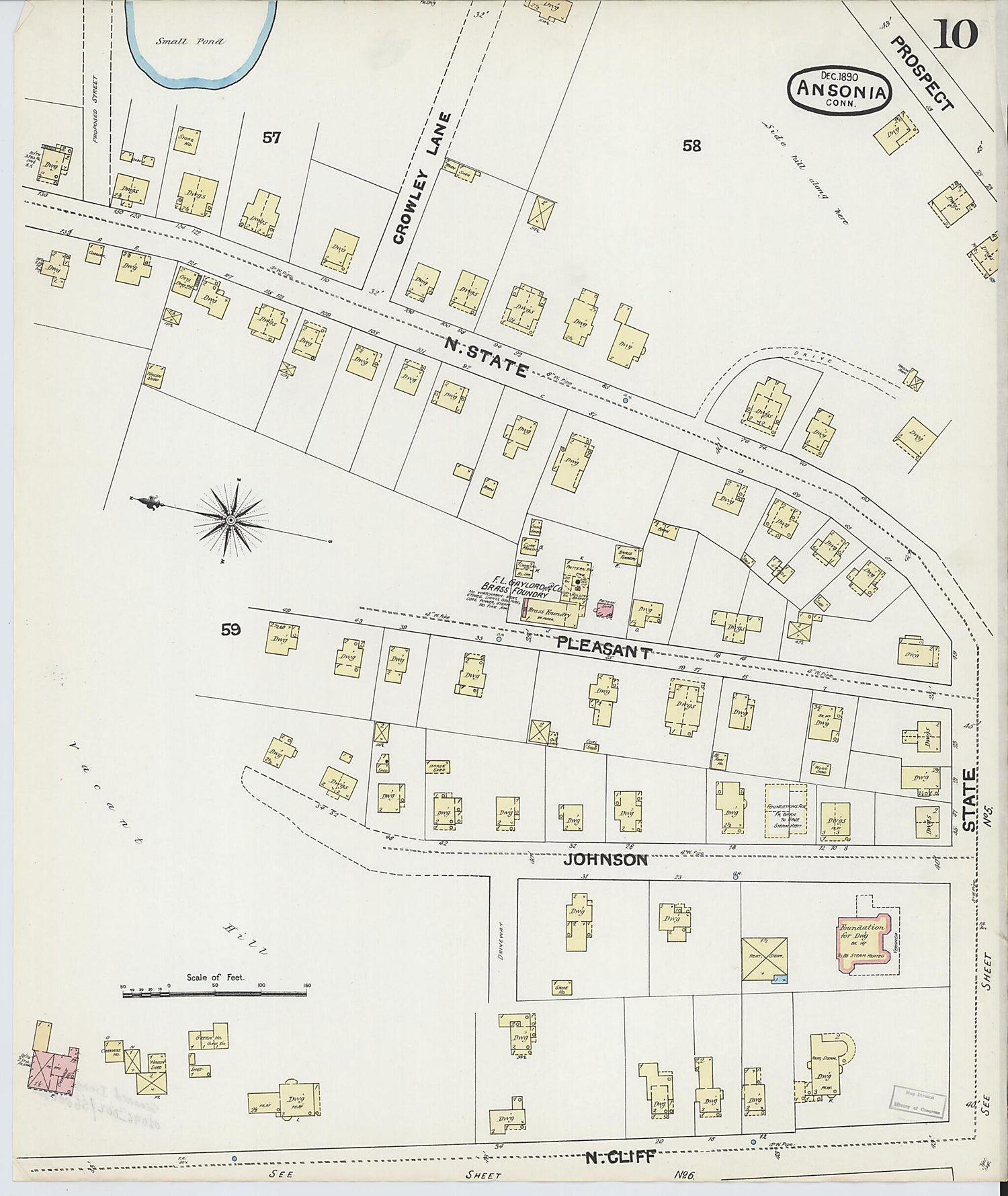 This old map of Ansonia, New Haven County, Connecticut was created by Sanborn Map Company in 1890