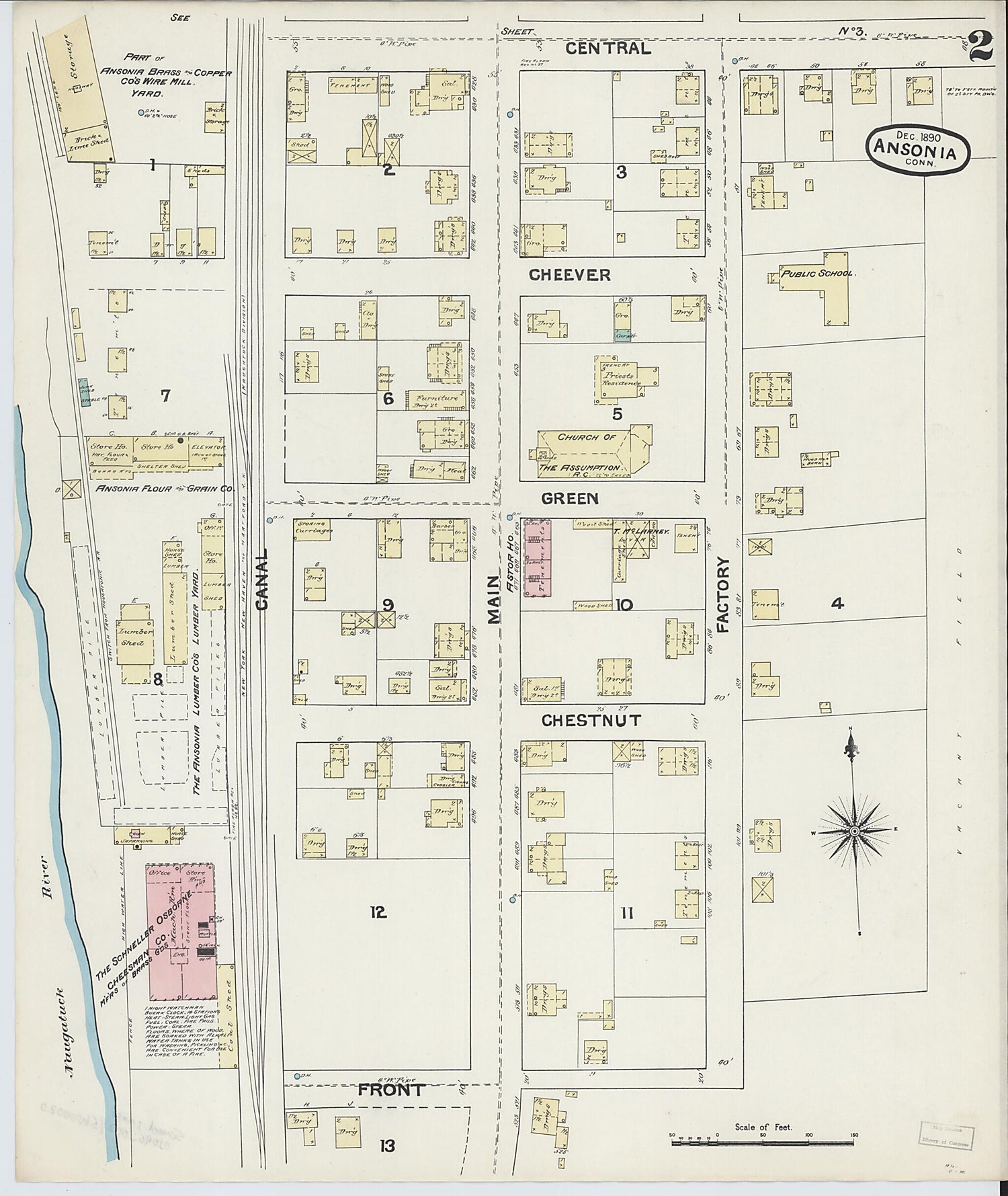 This old map of Ansonia, New Haven County, Connecticut was created by Sanborn Map Company in 1890