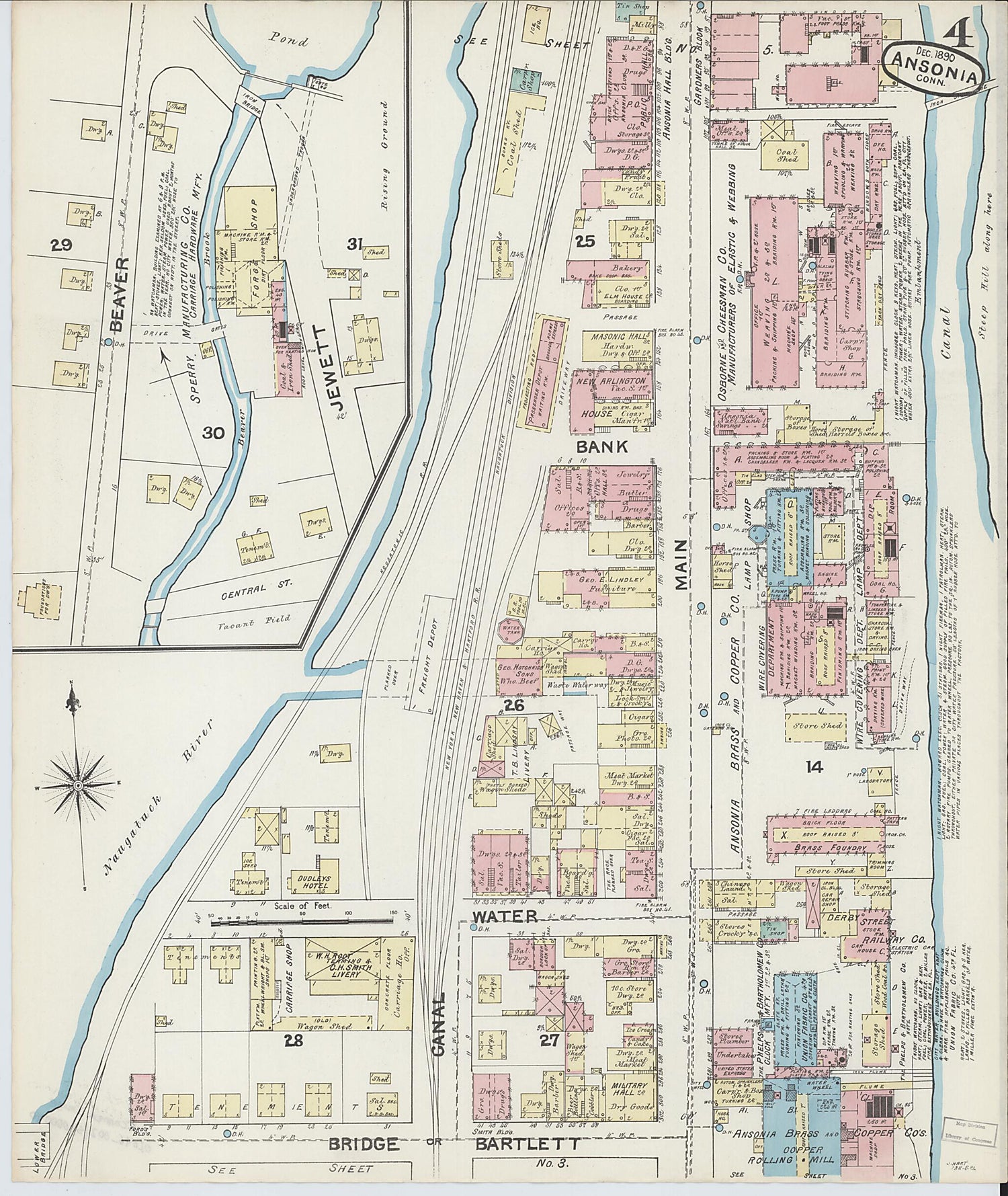 This old map of Ansonia, New Haven County, Connecticut was created by Sanborn Map Company in 1890