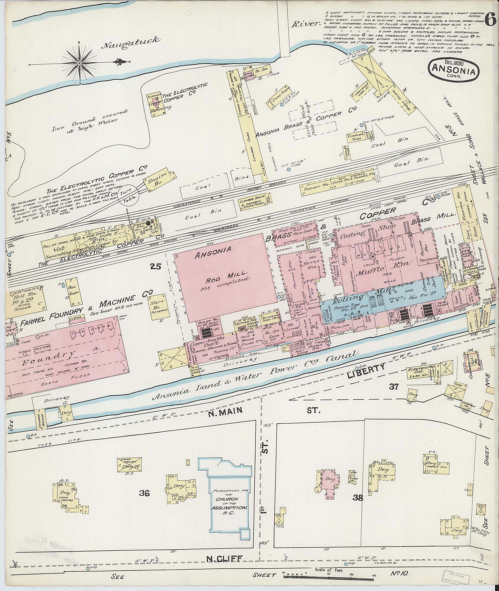 This old map of Ansonia, New Haven County, Connecticut was created by Sanborn Map Company in 1890