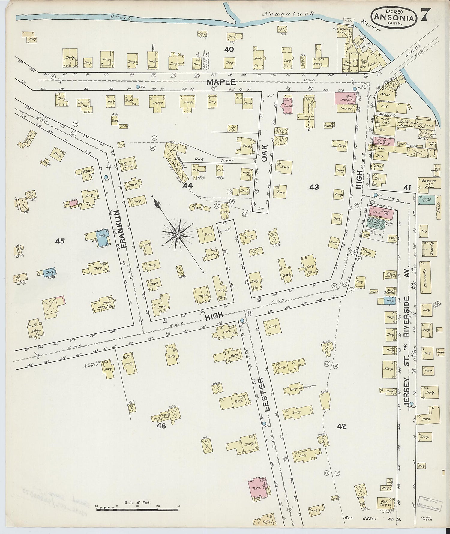 This old map of Ansonia, New Haven County, Connecticut was created by Sanborn Map Company in 1890
