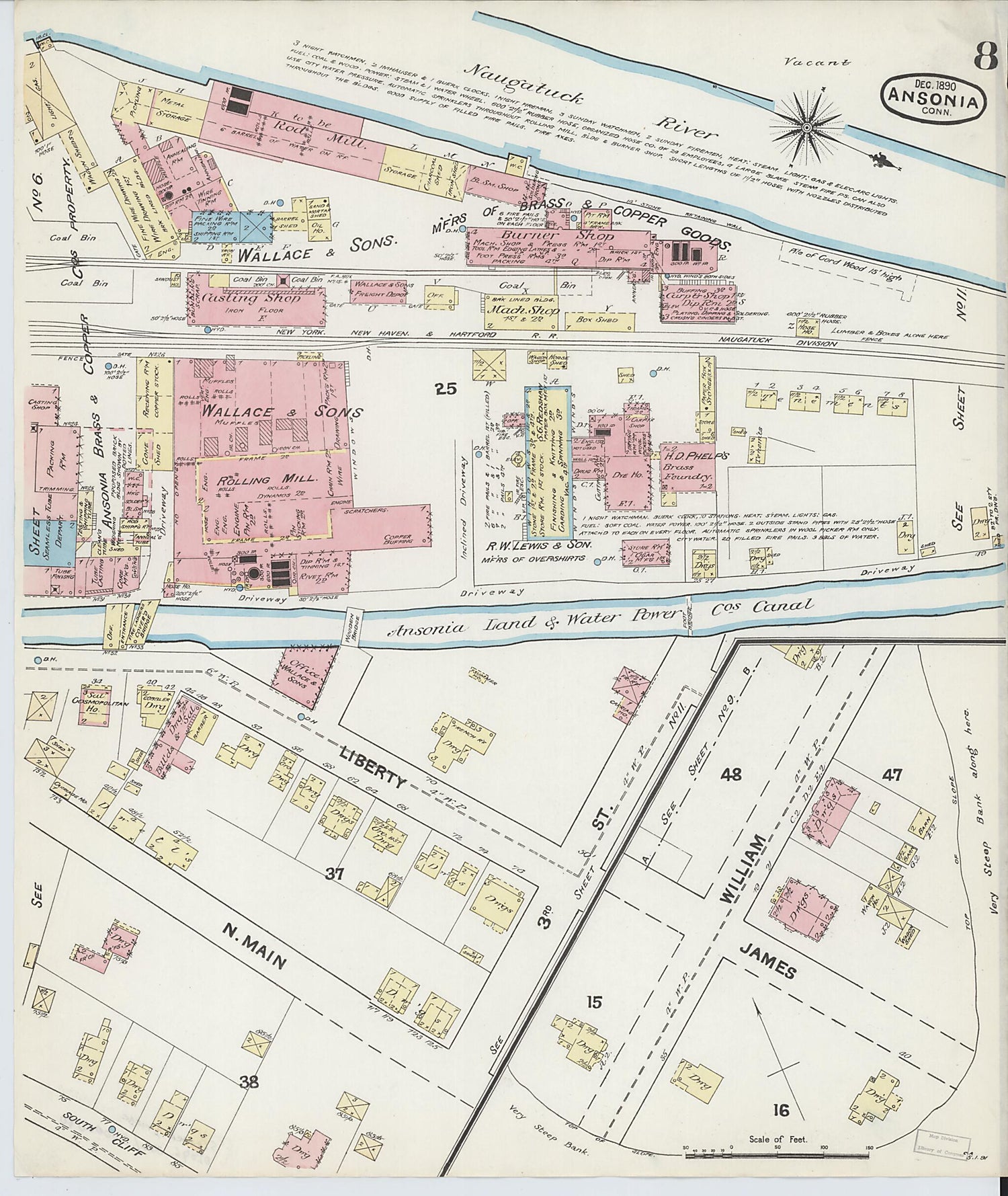 This old map of Ansonia, New Haven County, Connecticut was created by Sanborn Map Company in 1890