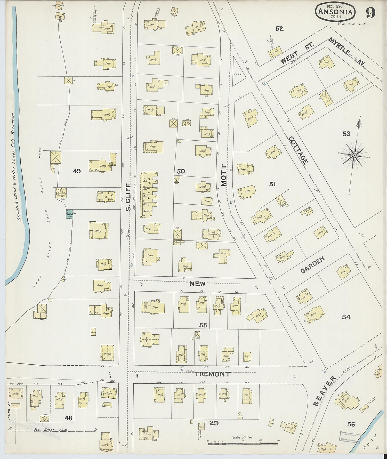 This old map of Ansonia, New Haven County, Connecticut was created by Sanborn Map Company in 1890
