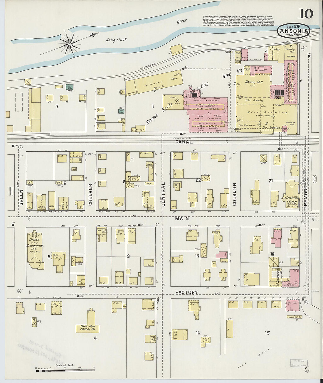 This old map of Ansonia, New Haven County, Connecticut was created by Sanborn Map Company in 1895