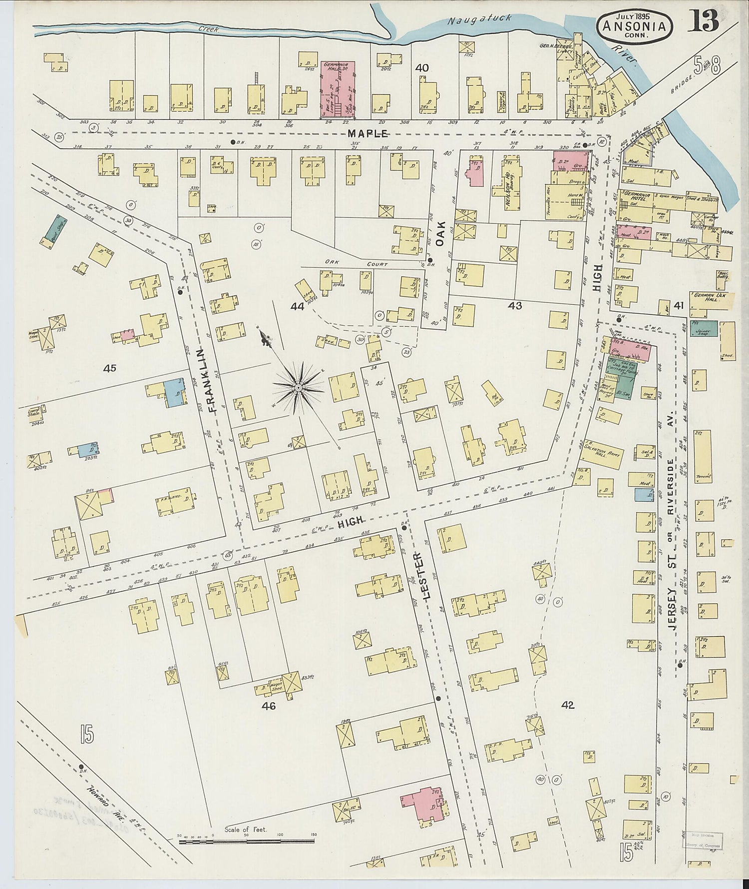 This old map of Ansonia, New Haven County, Connecticut was created by Sanborn Map Company in 1895