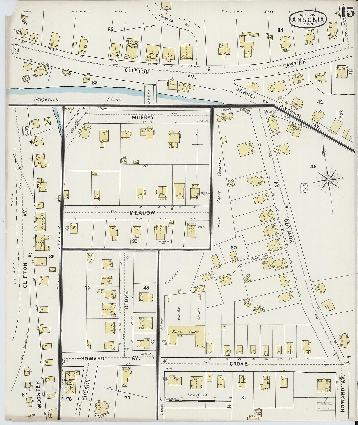 This old map of Ansonia, New Haven County, Connecticut was created by Sanborn Map Company in 1895