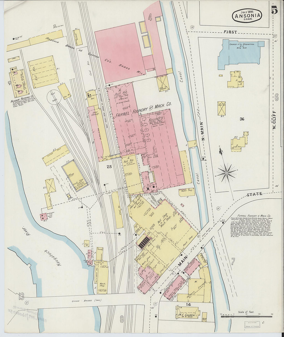 This old map of Ansonia, New Haven County, Connecticut was created by Sanborn Map Company in 1895