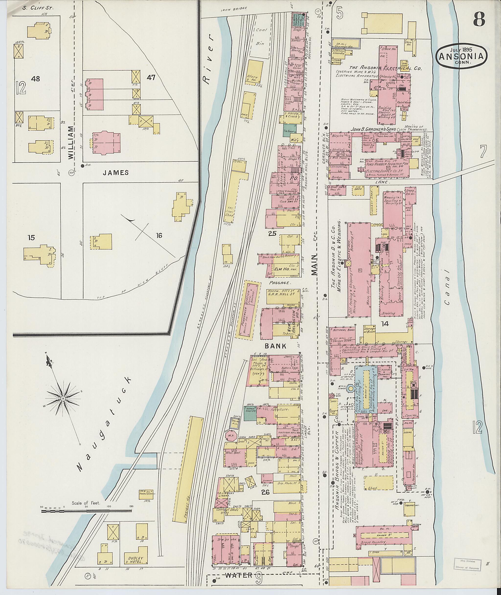 This old map of Ansonia, New Haven County, Connecticut was created by Sanborn Map Company in 1895