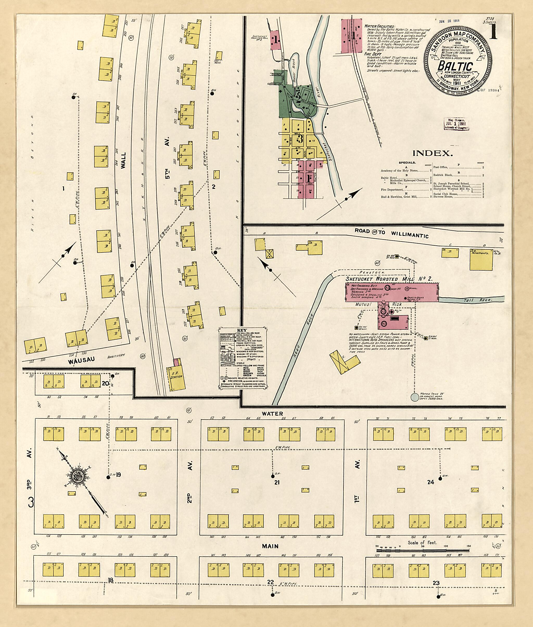 This old map of Baltic, New London County, Connecticut was created by Sanborn Map Company in 1911