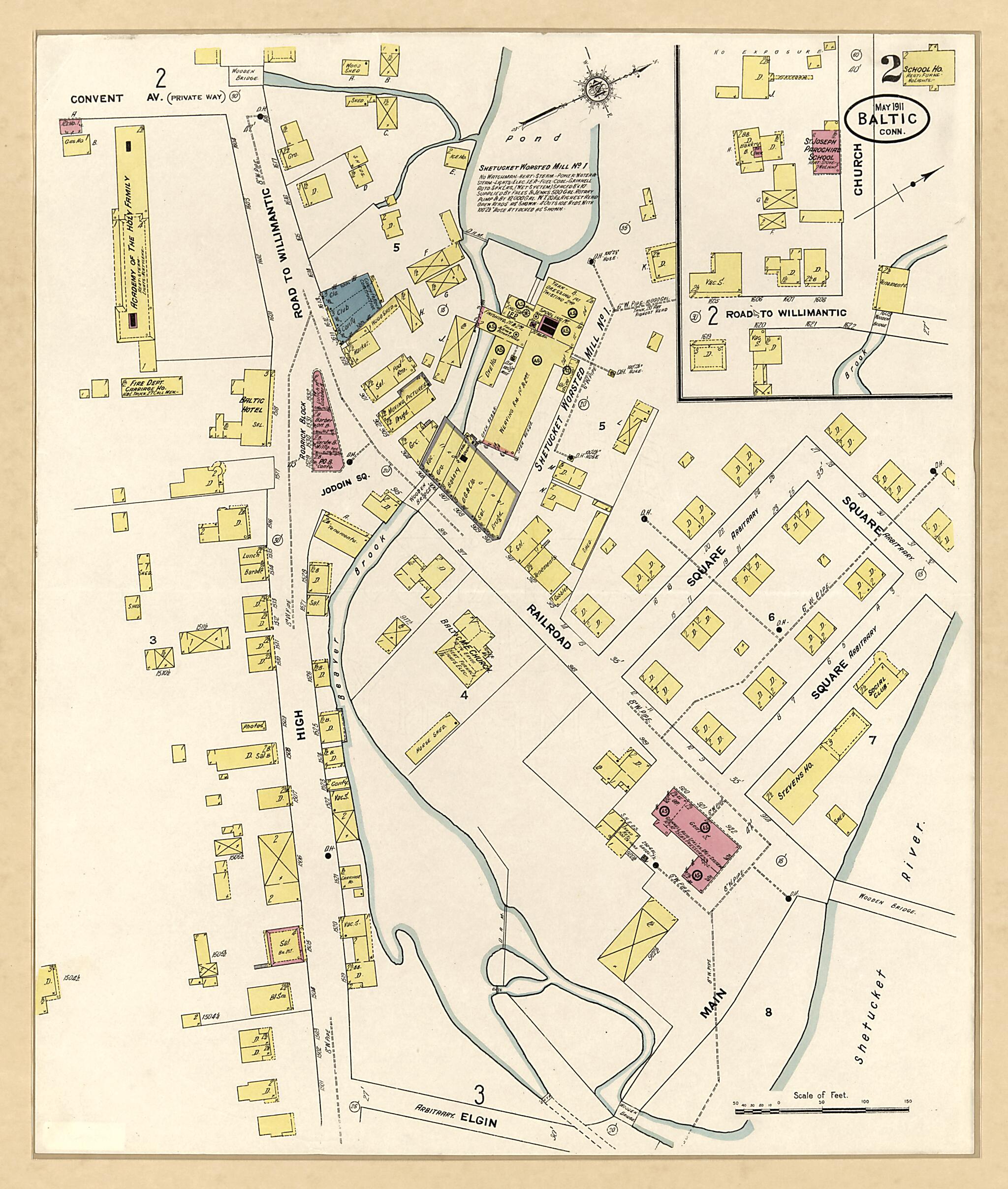 This old map of Baltic, New London County, Connecticut was created by Sanborn Map Company in 1911