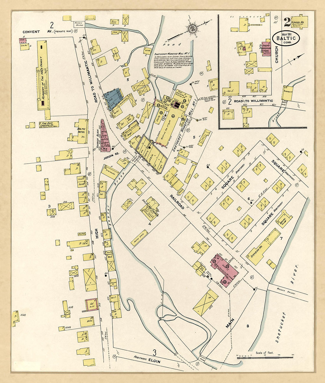 This old map of Baltic, New London County, Connecticut was created by Sanborn Map Company in 1911