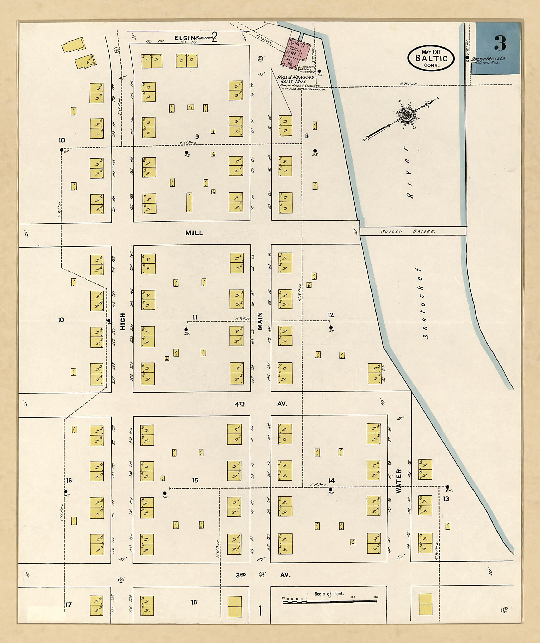 This old map of Baltic, New London County, Connecticut was created by Sanborn Map Company in 1911