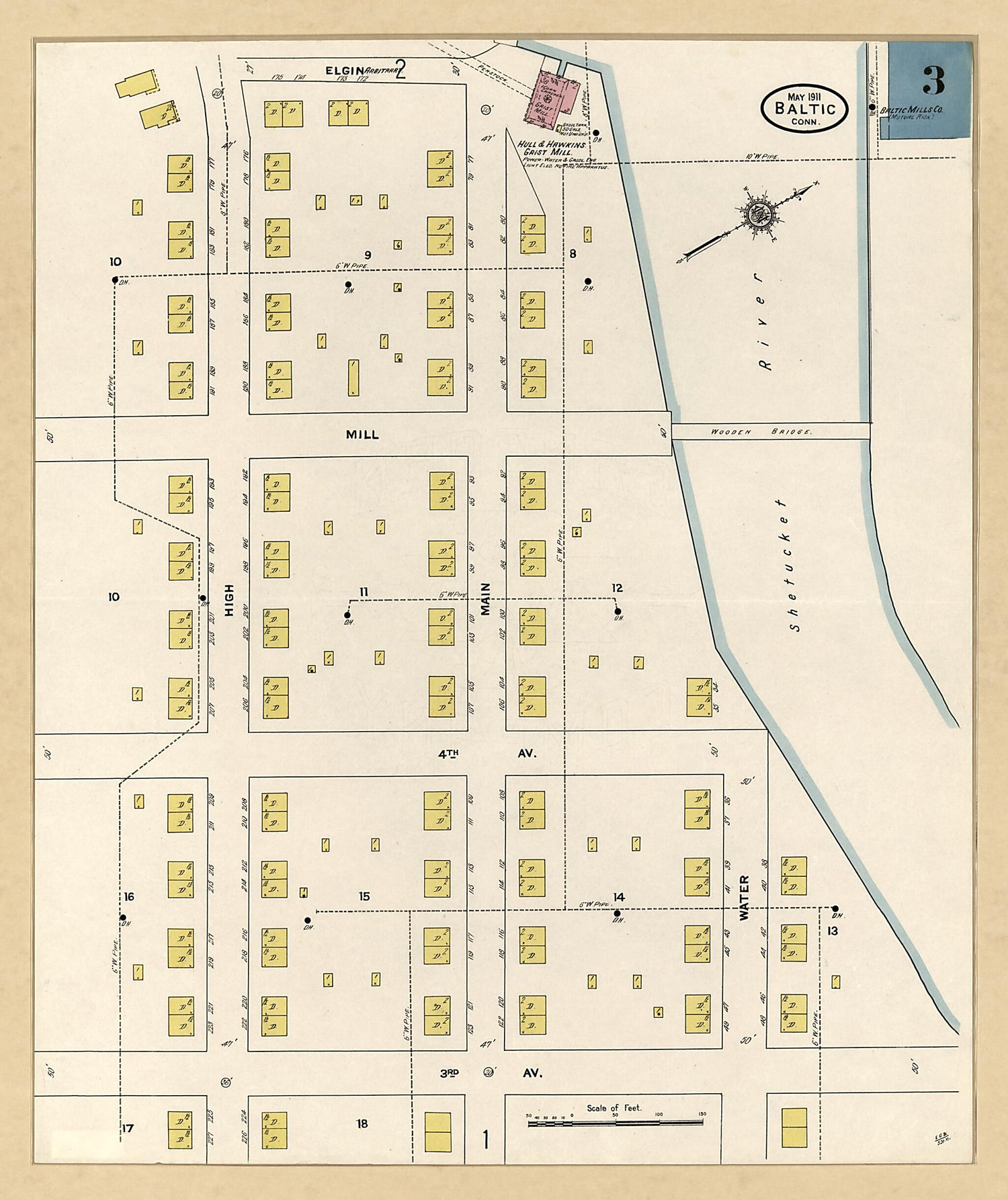 This old map of Baltic, New London County, Connecticut was created by Sanborn Map Company in 1911