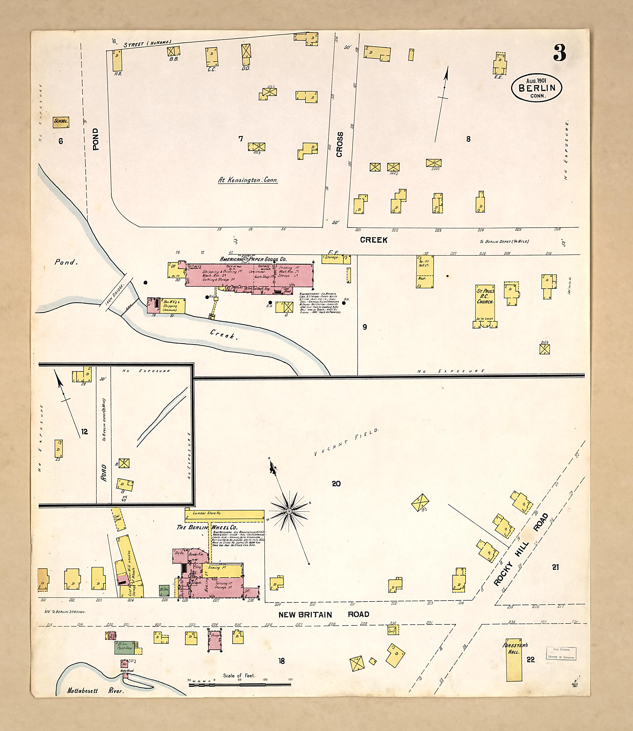 This old map of Berlin, Hartford County, Connecticut was created by Sanborn Map Company in 1901