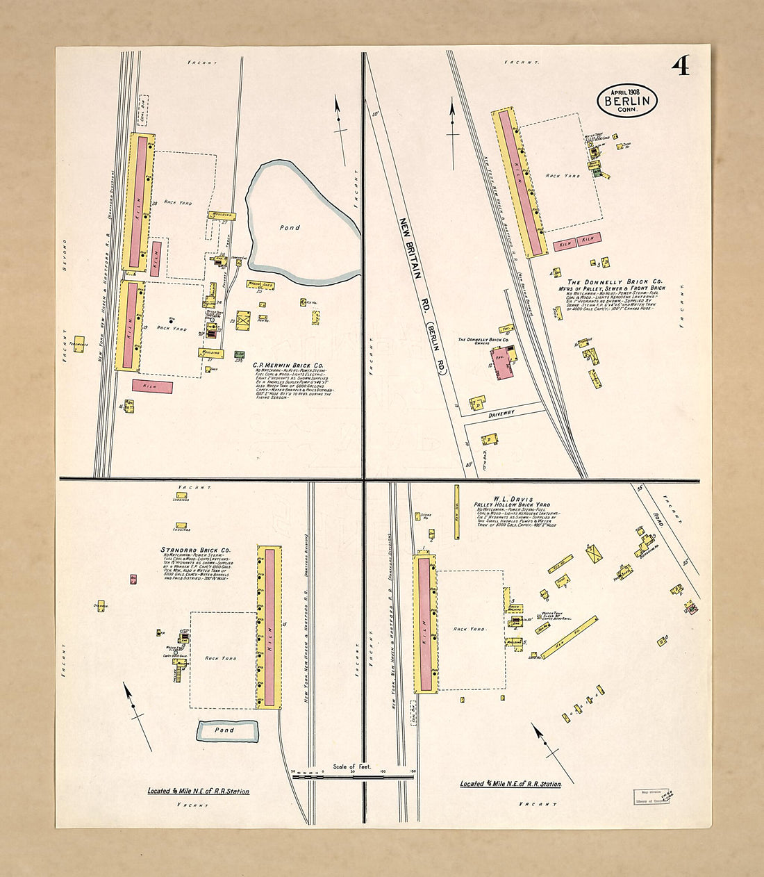 This old map of Berlin, Hartford County, Connecticut was created by Sanborn Map Company in 1908