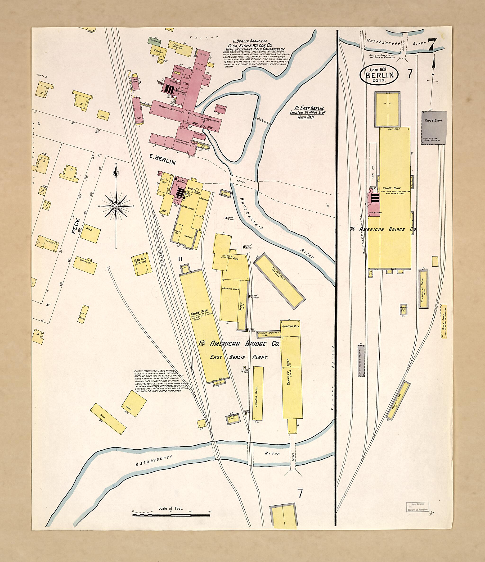 This old map of Berlin, Hartford County, Connecticut was created by Sanborn Map Company in 1908