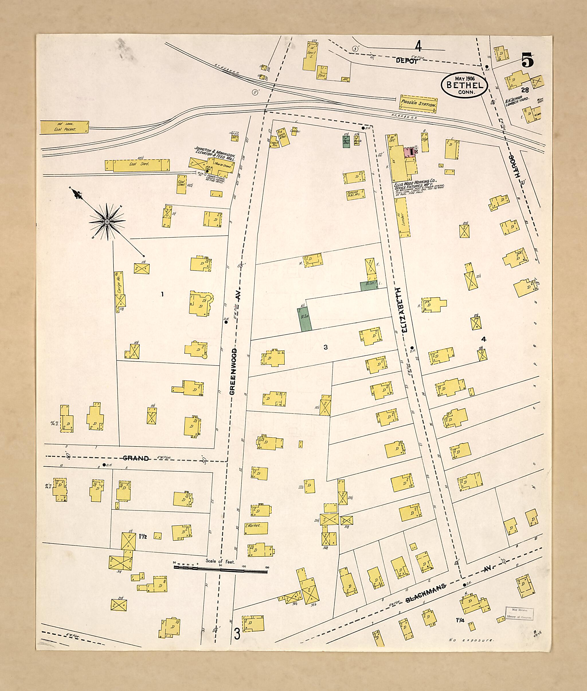 This old map of Bethel, Fairfield County, Connecticut was created by Sanborn Map Company in 1906