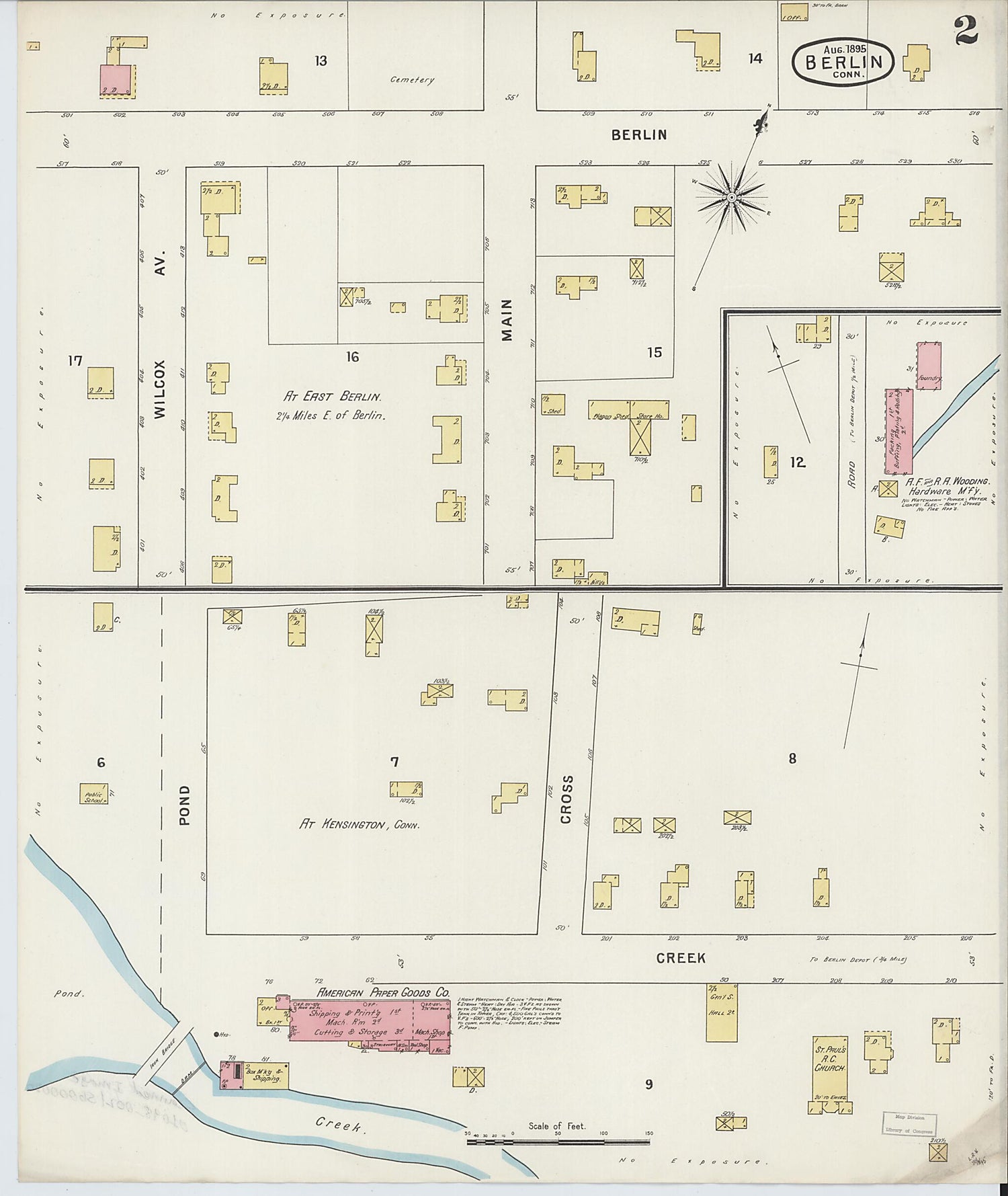 This old map of Berlin, Hartford County, Connecticut was created by Sanborn Map Company in 1895