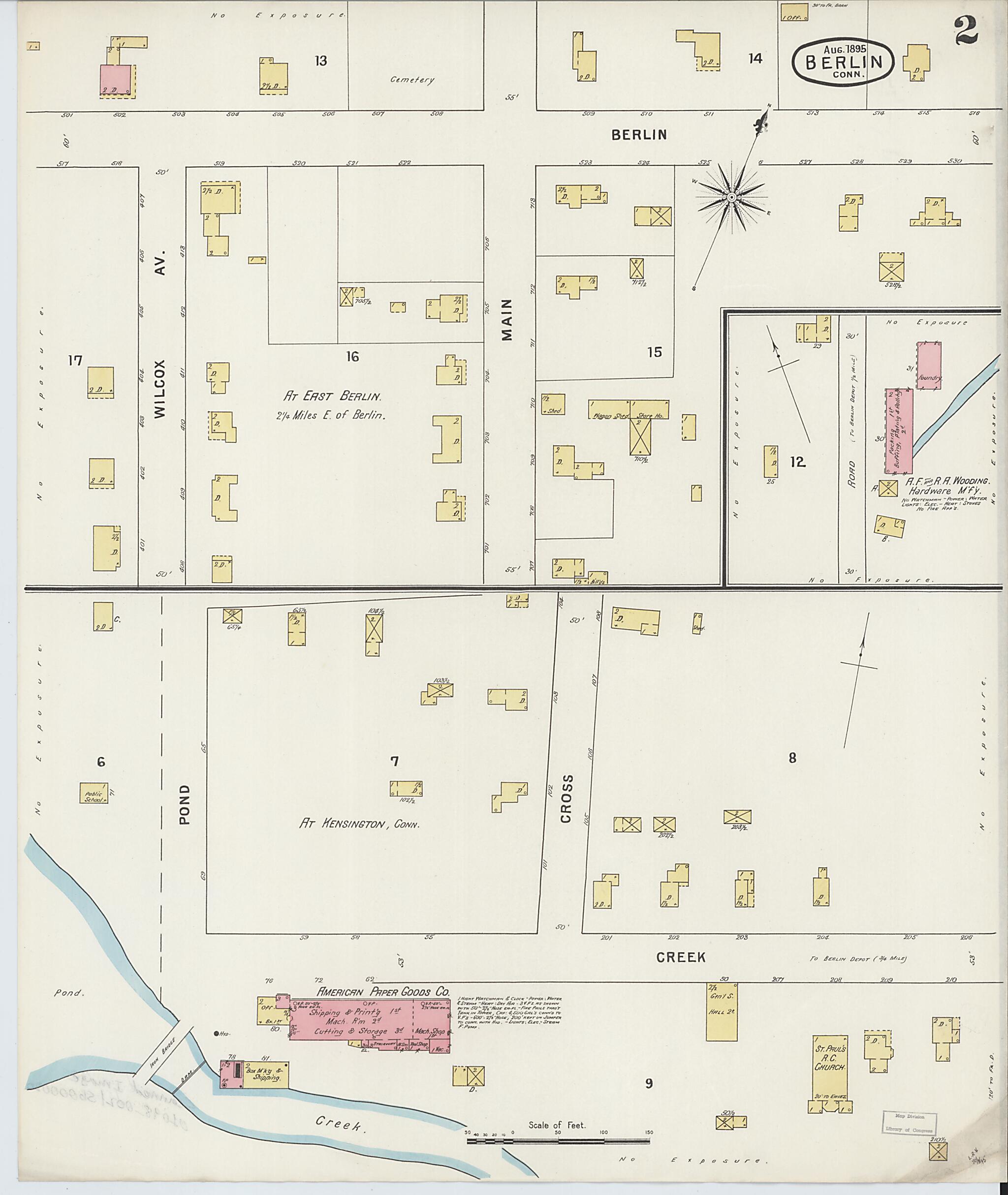 This old map of Berlin, Hartford County, Connecticut was created by Sanborn Map Company in 1895