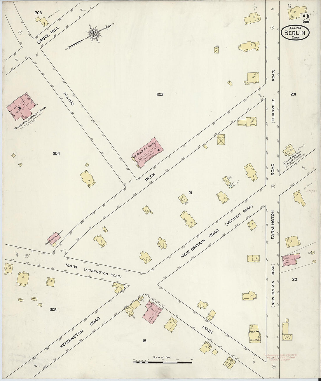 This old map of Berlin, Hartford County, Connecticut was created by Sanborn Map Company in 1914