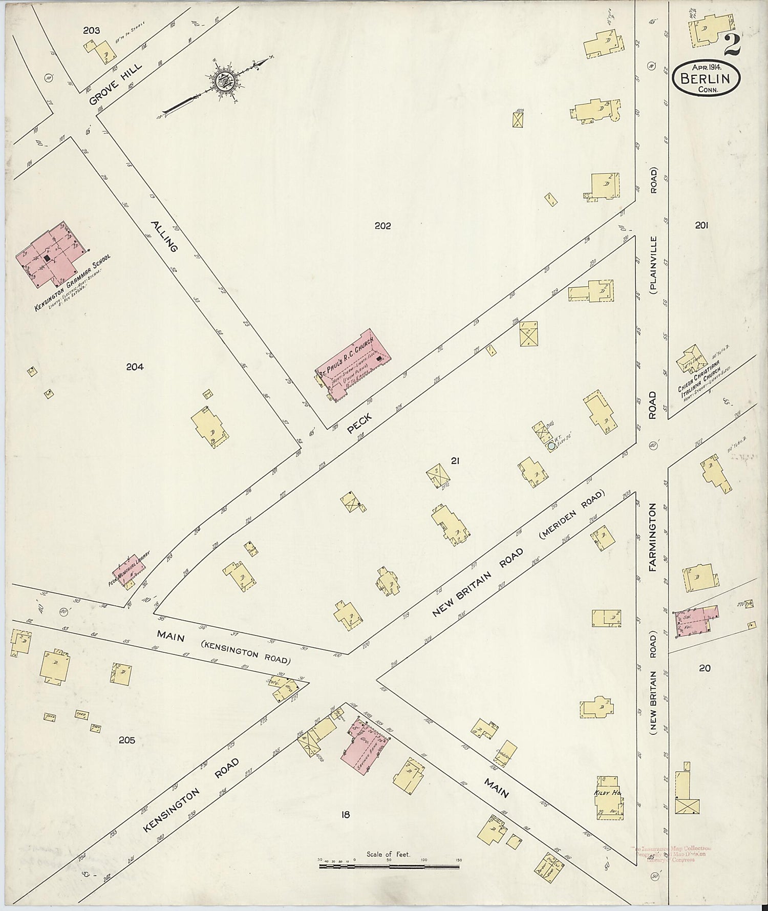This old map of Berlin, Hartford County, Connecticut was created by Sanborn Map Company in 1914