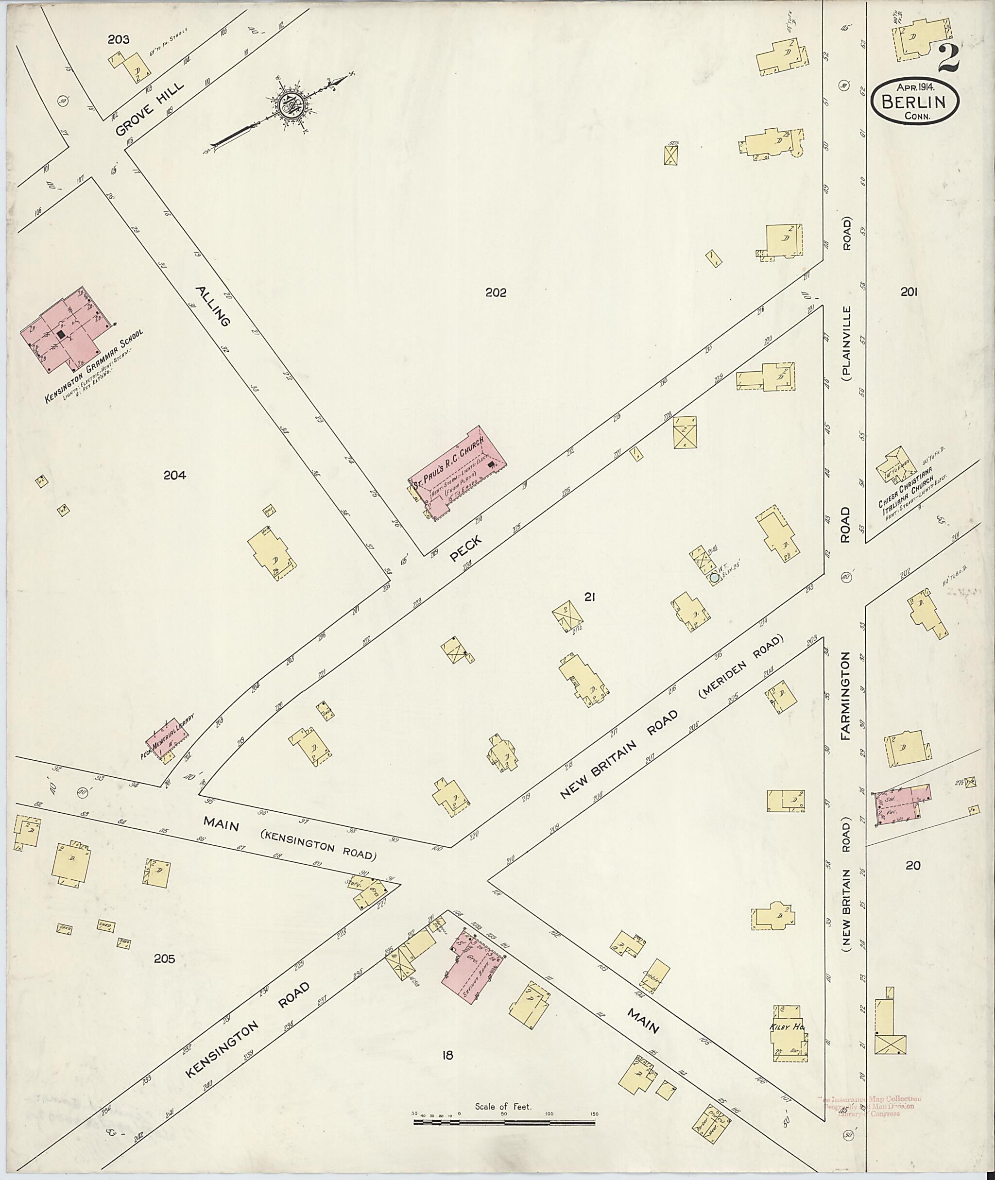 This old map of Berlin, Hartford County, Connecticut was created by Sanborn Map Company in 1914