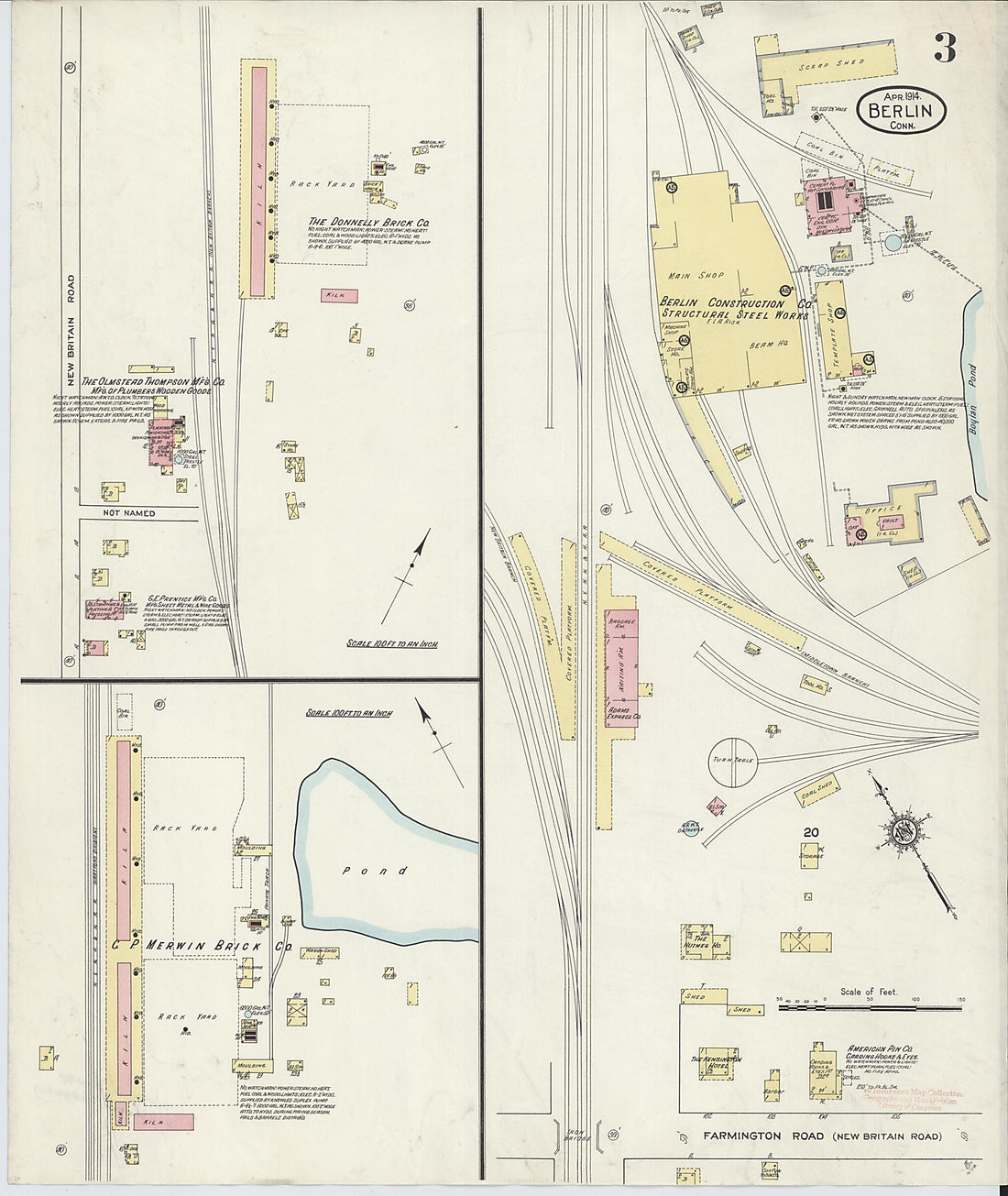 This old map of Berlin, Hartford County, Connecticut was created by Sanborn Map Company in 1914