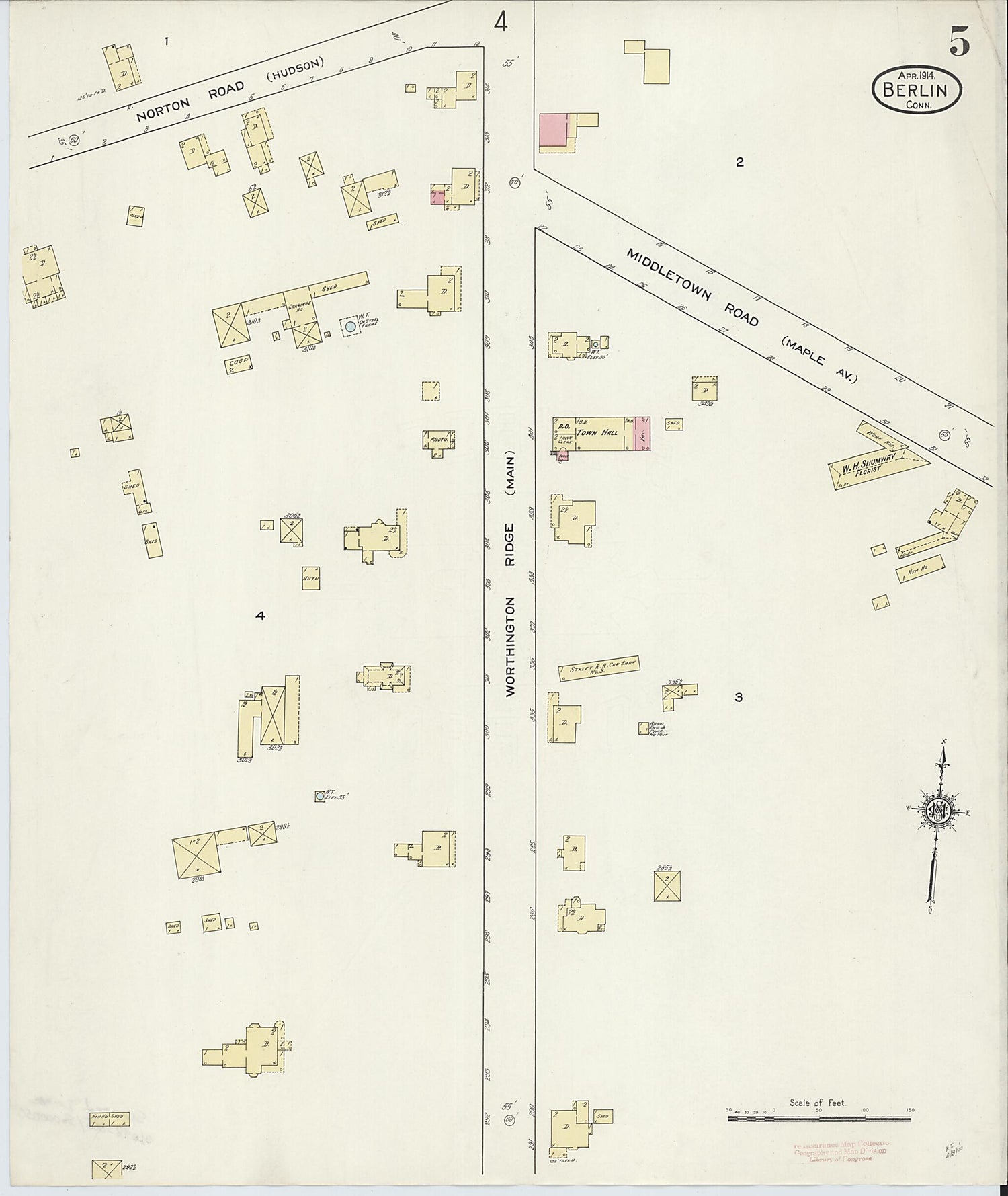 This old map of Berlin, Hartford County, Connecticut was created by Sanborn Map Company in 1914