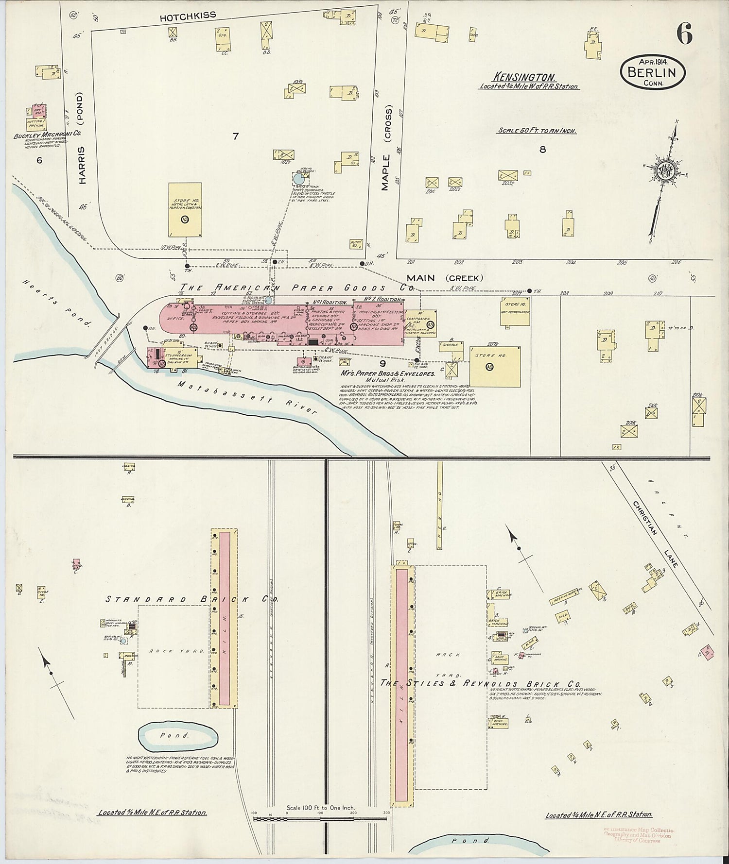 This old map of Berlin, Hartford County, Connecticut was created by Sanborn Map Company in 1914