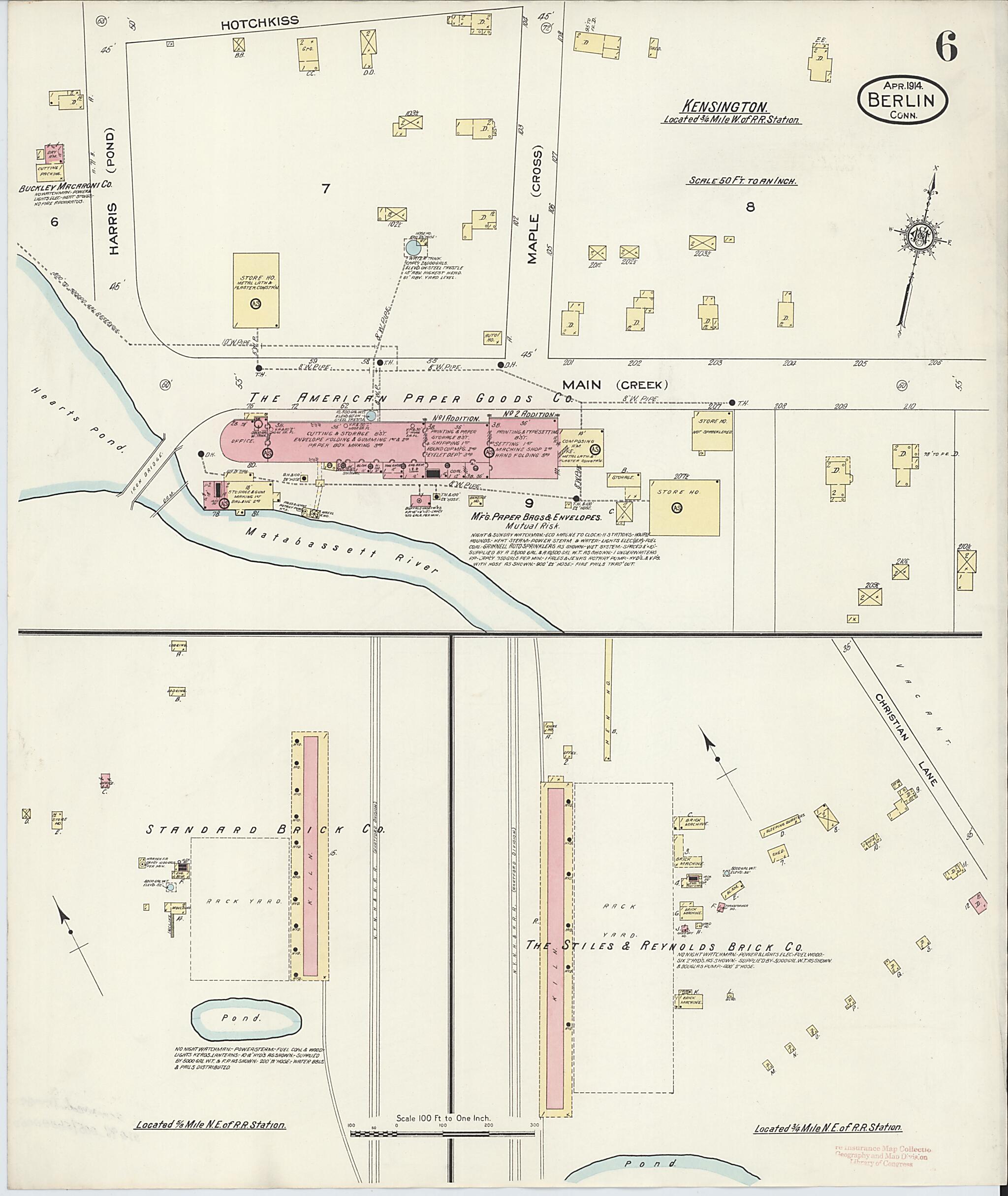 This old map of Berlin, Hartford County, Connecticut was created by Sanborn Map Company in 1914