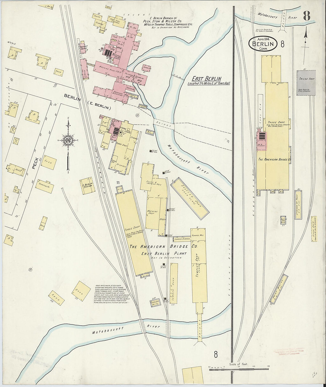 This old map of Berlin, Hartford County, Connecticut was created by Sanborn Map Company in 1914