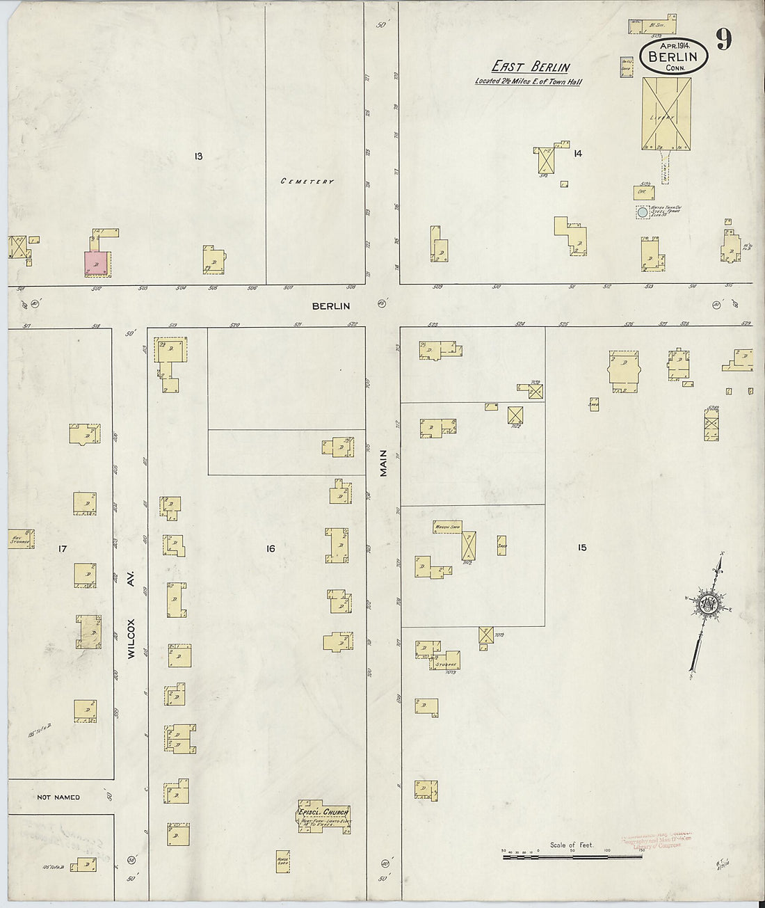 This old map of Berlin, Hartford County, Connecticut was created by Sanborn Map Company in 1914