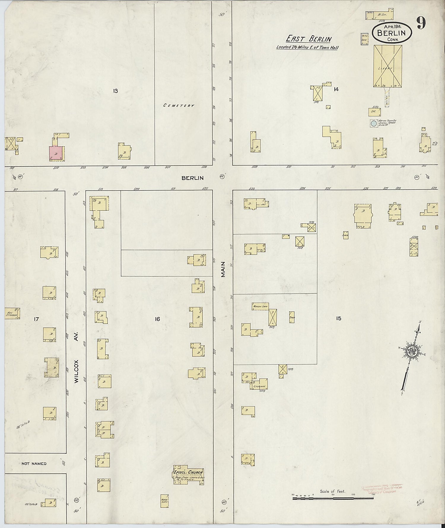 This old map of Berlin, Hartford County, Connecticut was created by Sanborn Map Company in 1914